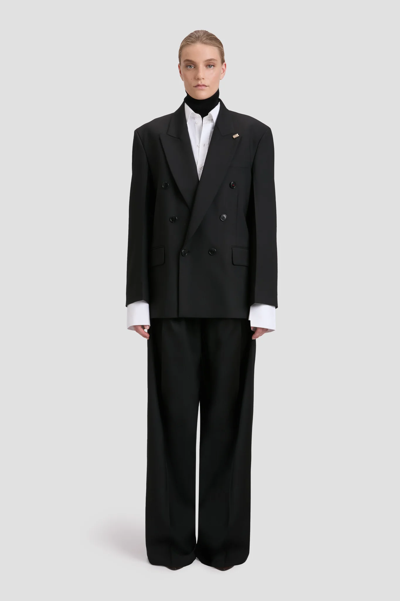 Relaxed Double Breasted Jacket In Black - XNAUWBI