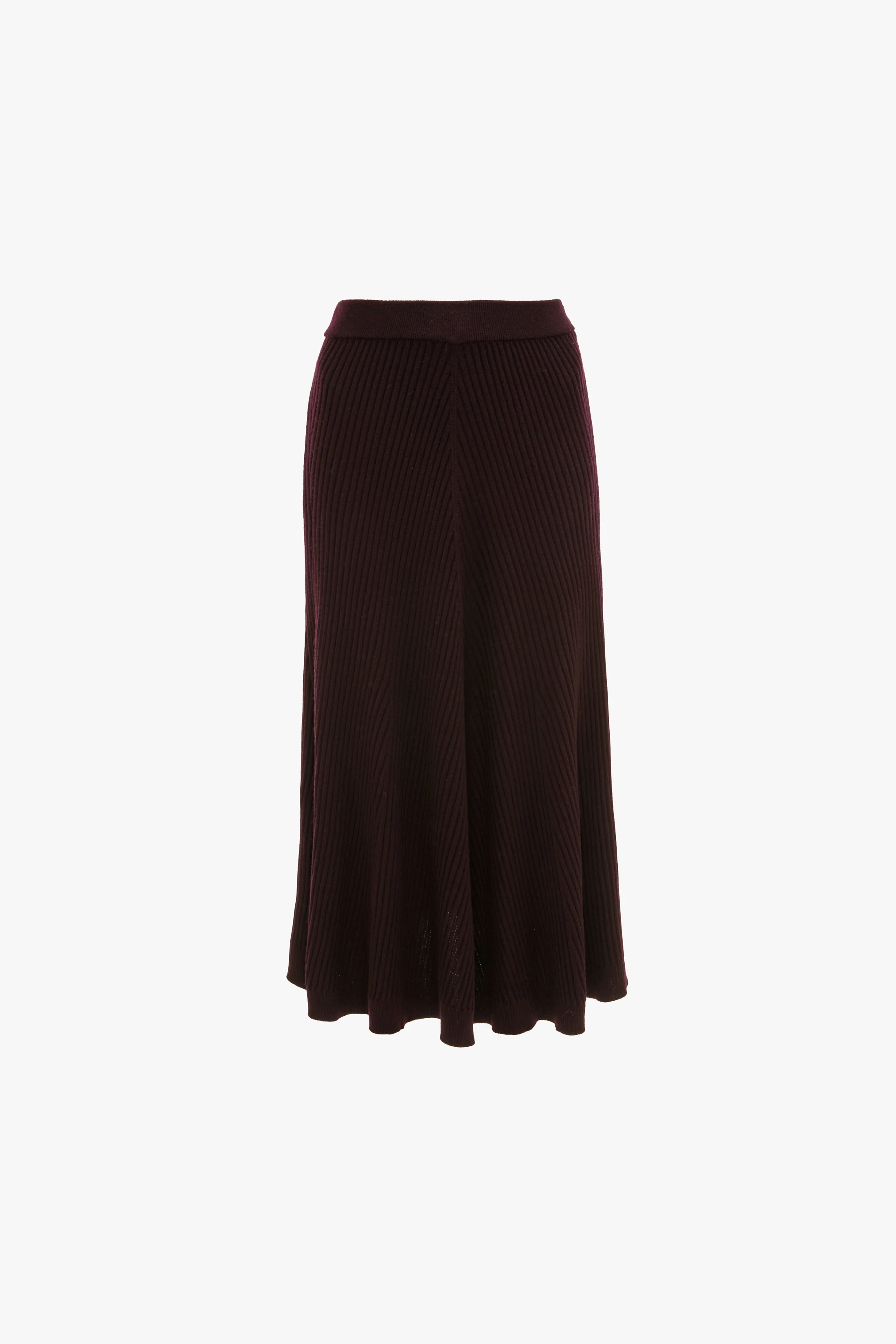Ribbed Knit Midi Skirt In Merlot - XNAUWBI
