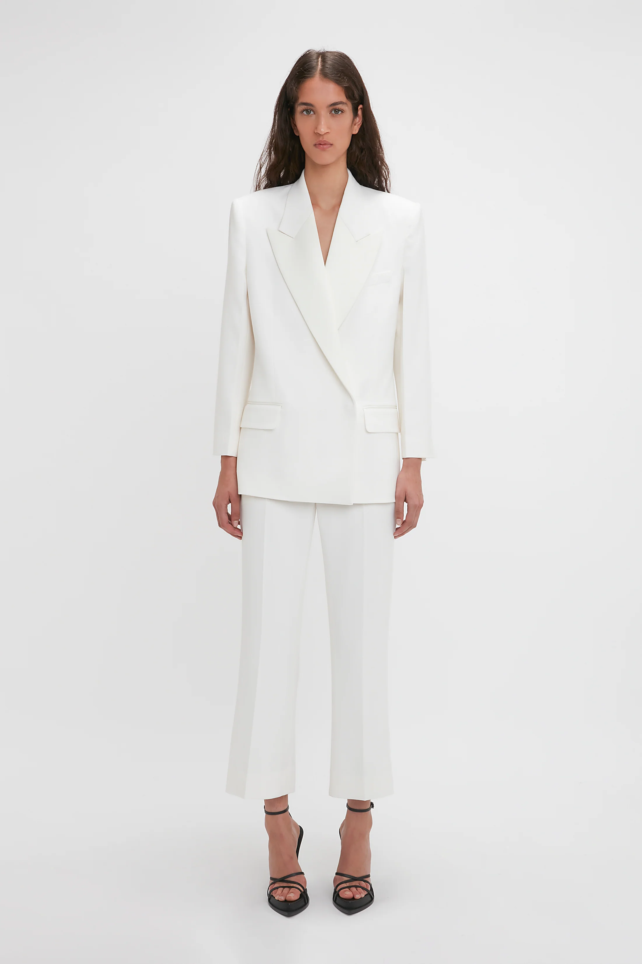 Double Breasted Tuxedo Jacket In Ivory - XNAUWBI