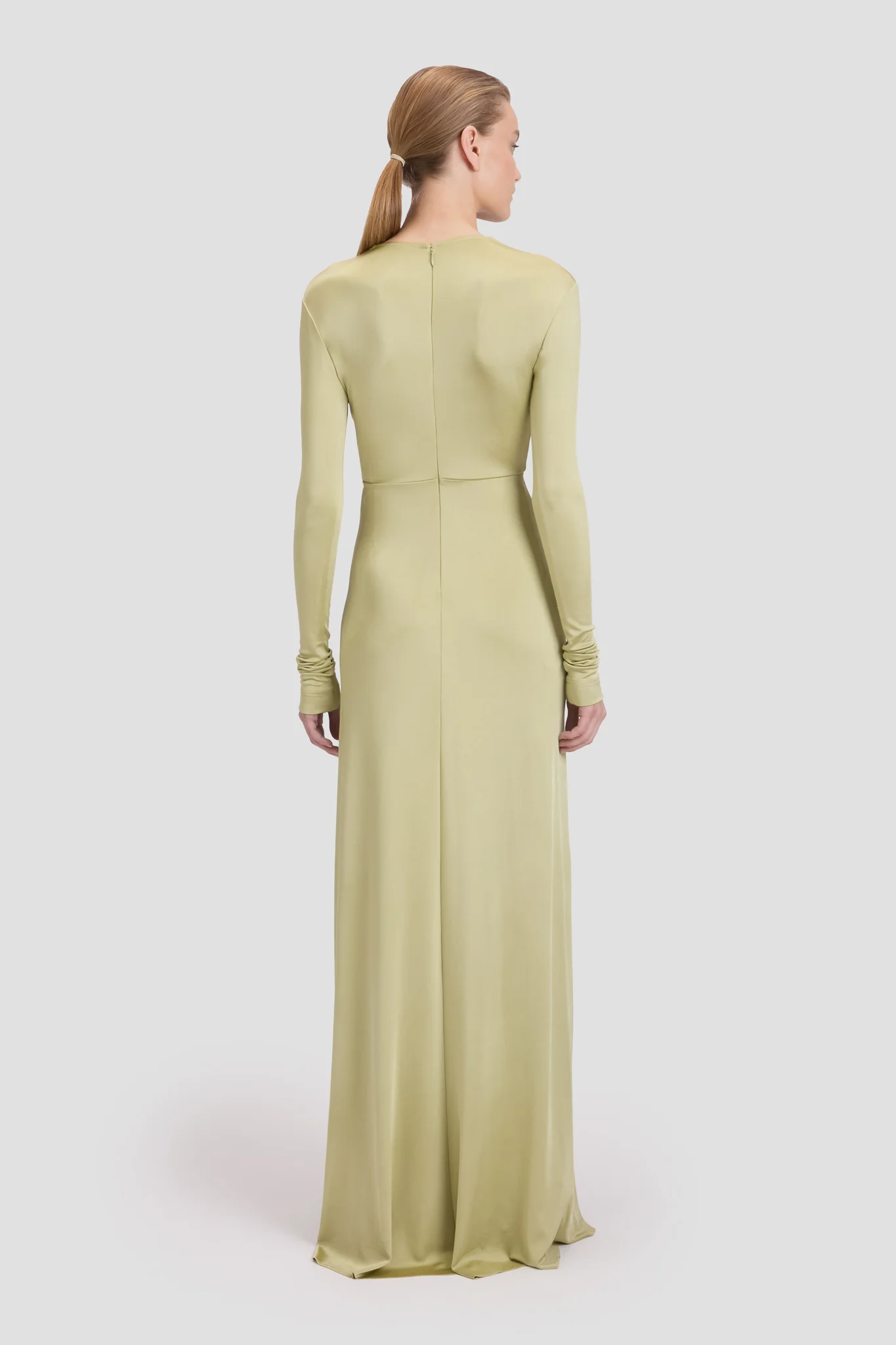 Embellished Deep V-Neck Gown In Pistachio - XNAUWBI