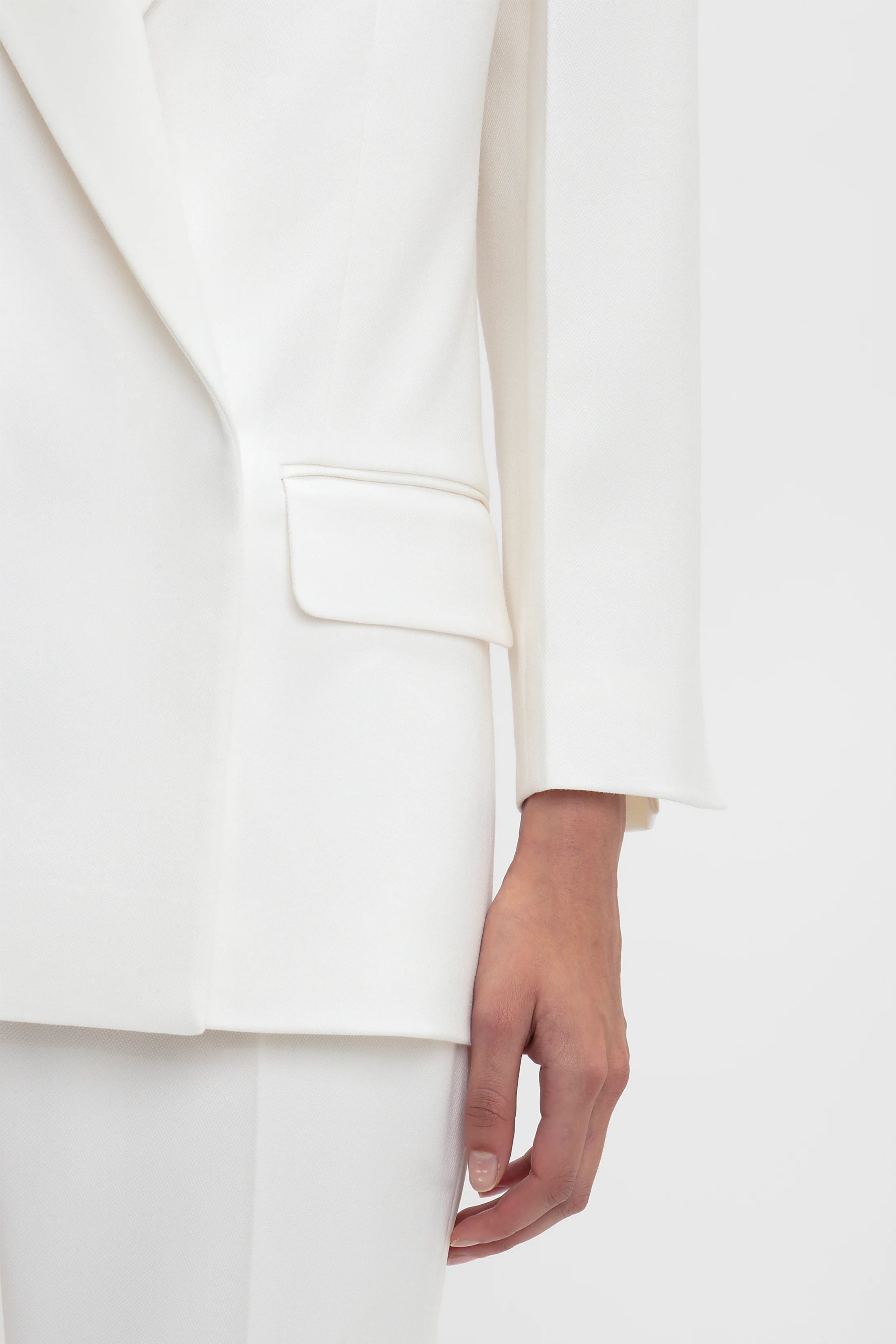 Double Breasted Tuxedo Jacket In Ivory - XNAUWBI