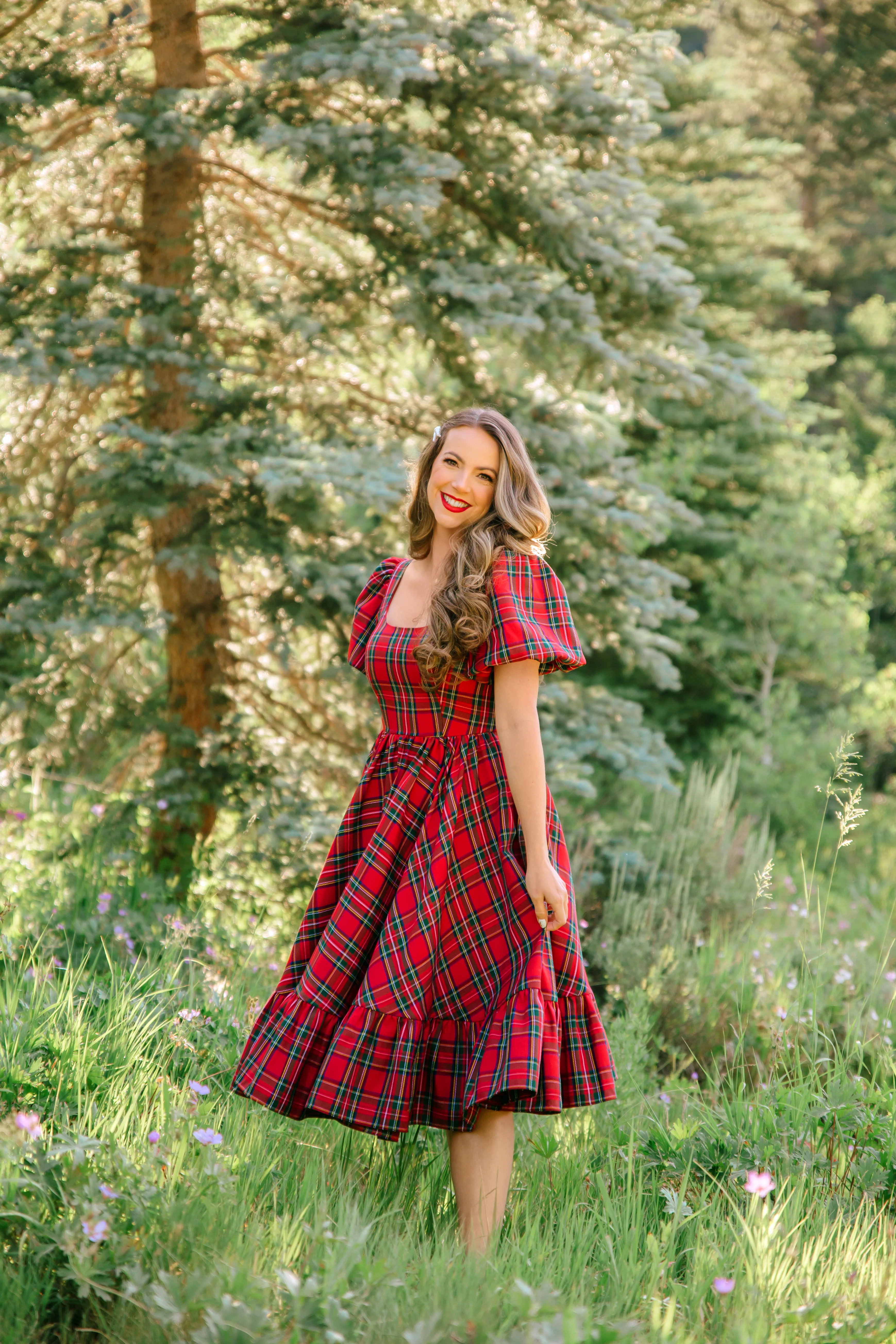 Novella Dress in Red Plaid - XNAUWBI