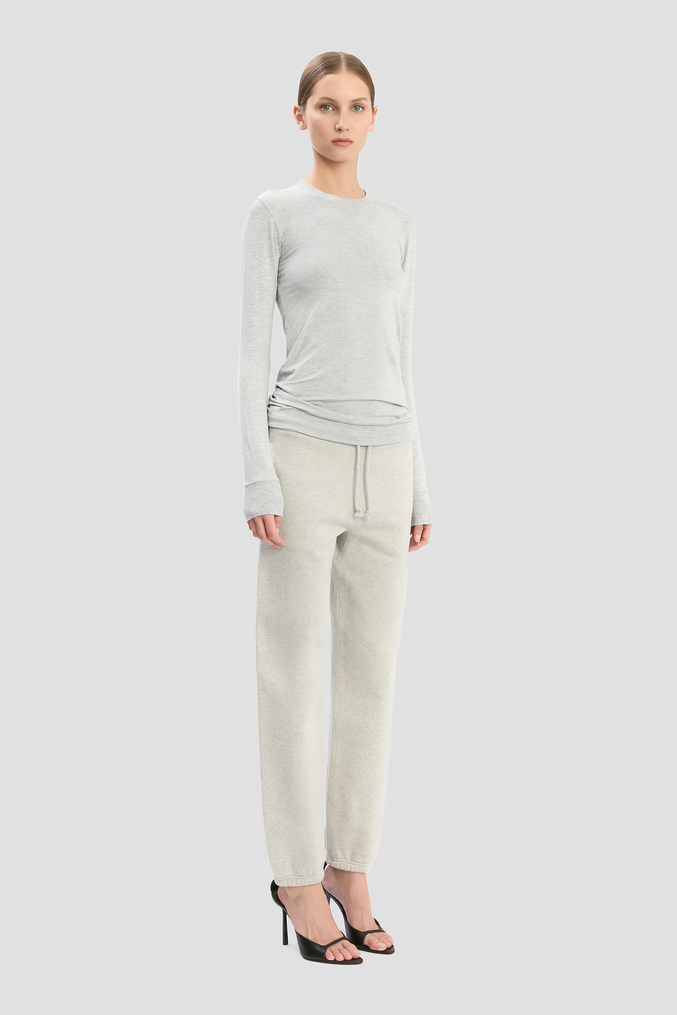 Long Sleeve Tee In Grey Marl - XNAUWBI