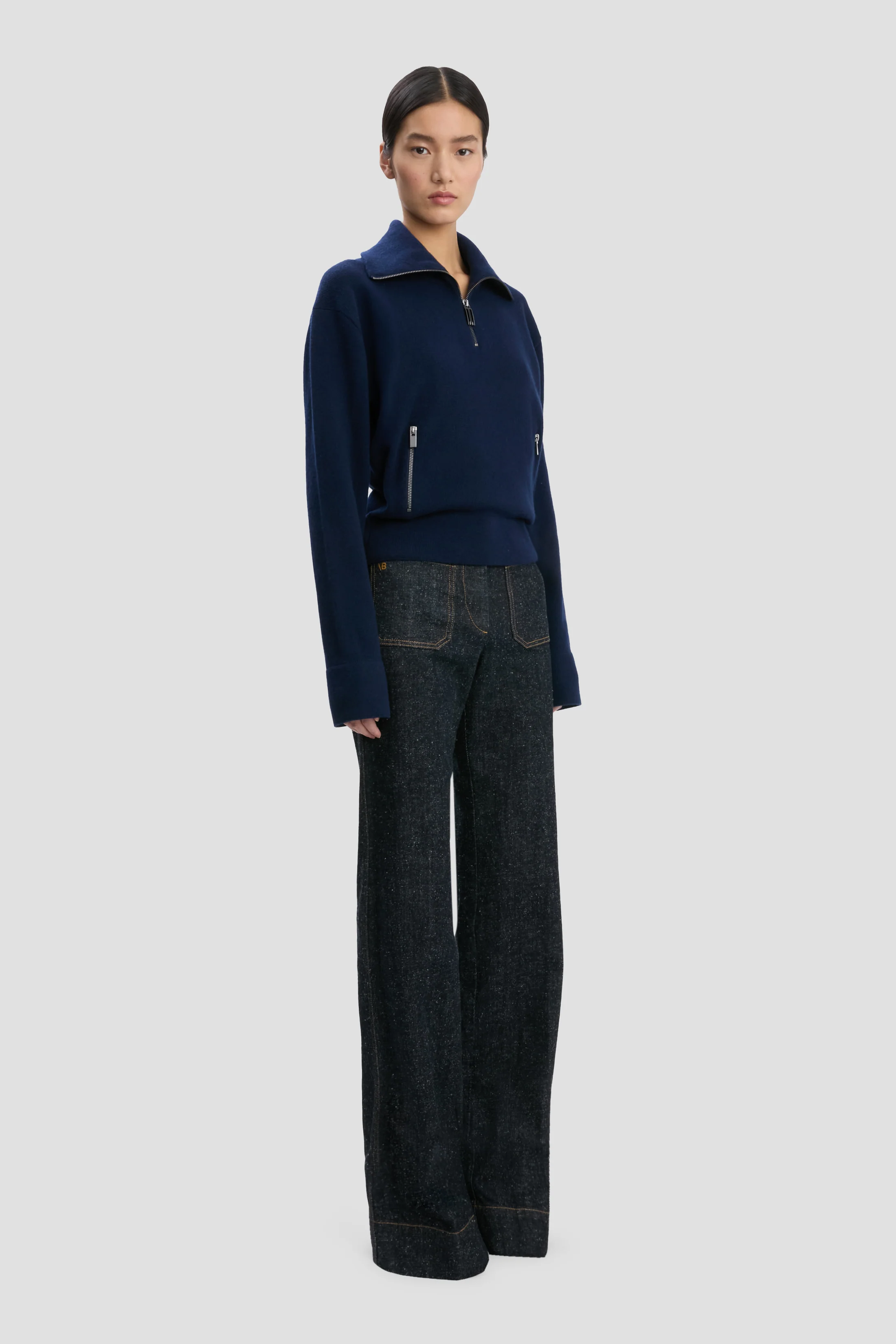 Half-Zip Milano Jumper In Navy - XNAUWBI