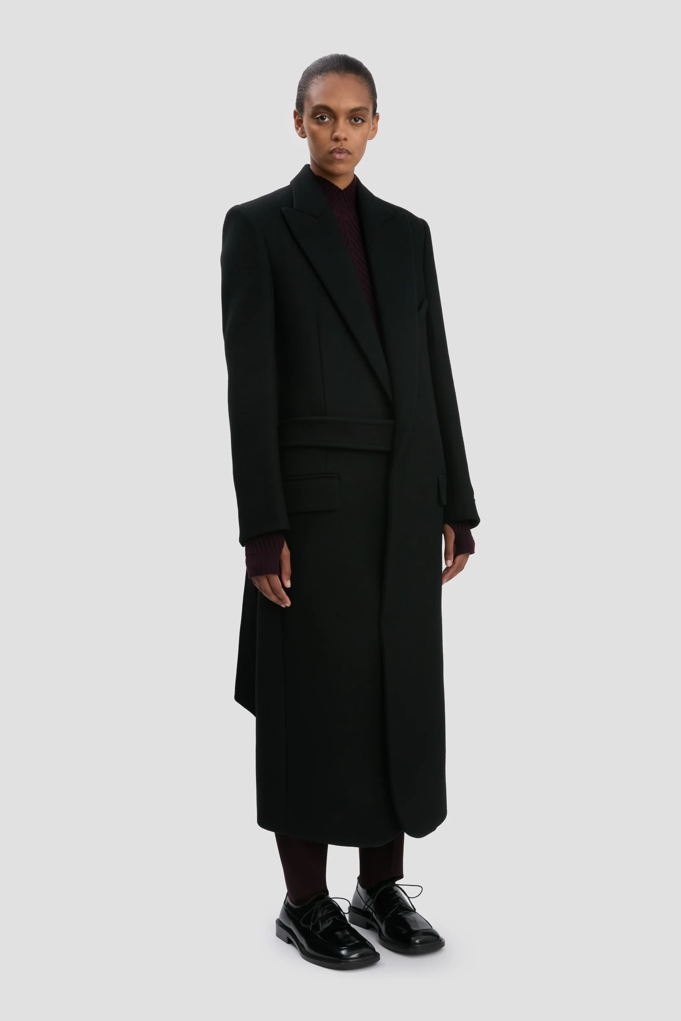 Double-Belted Coat In Black - XNAUWBI