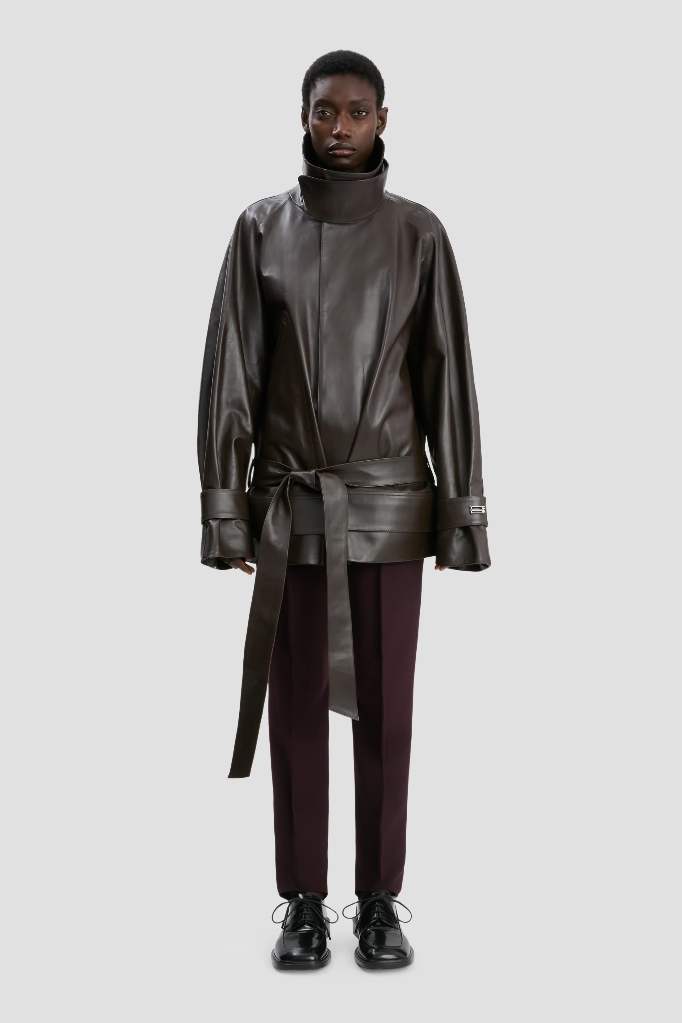 Leather Trench In Dark Chocolate - XNAUWBI