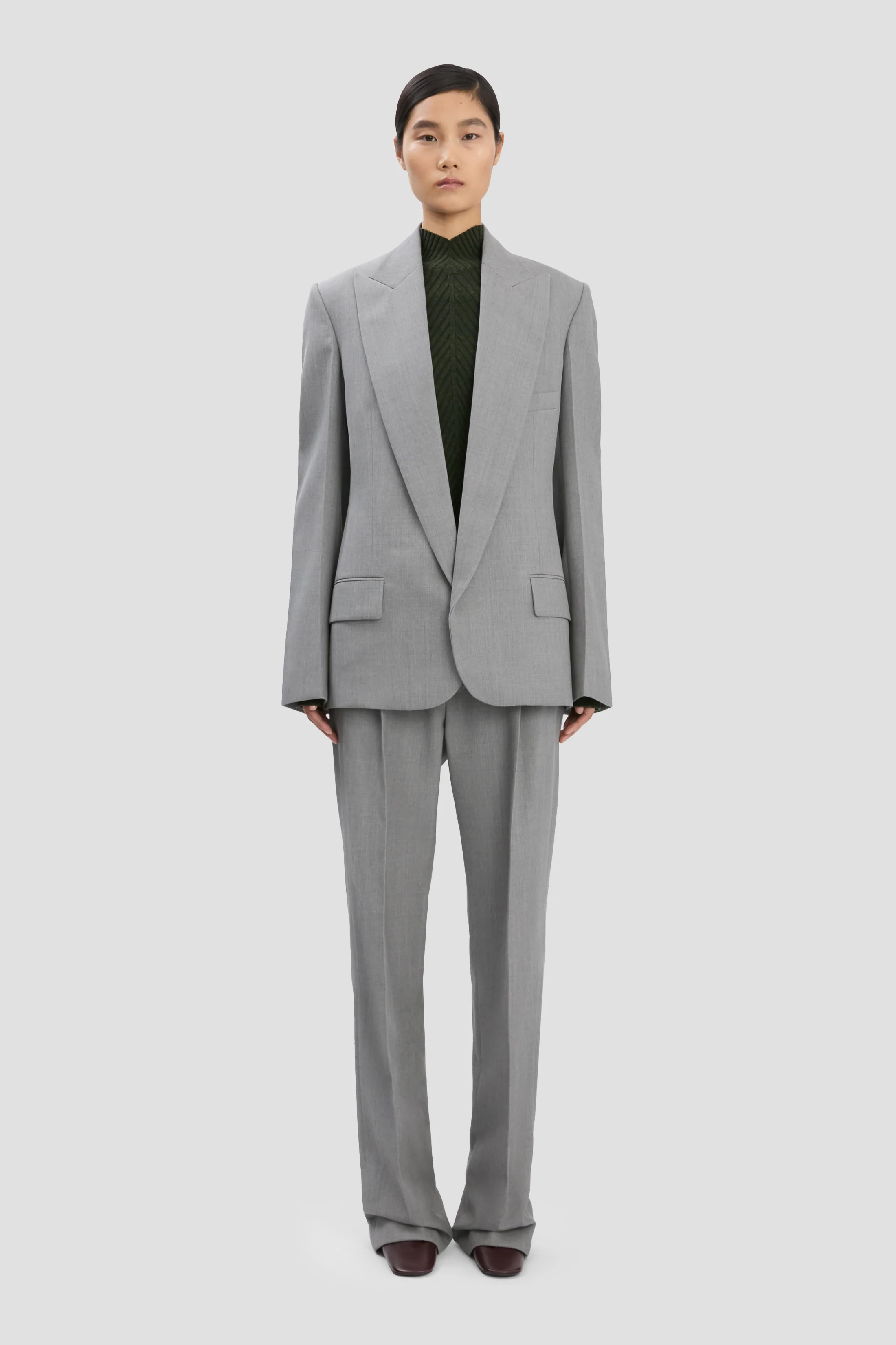 Sculptural Sleeve Jacket In Light Grey Melange - XNAUWBI