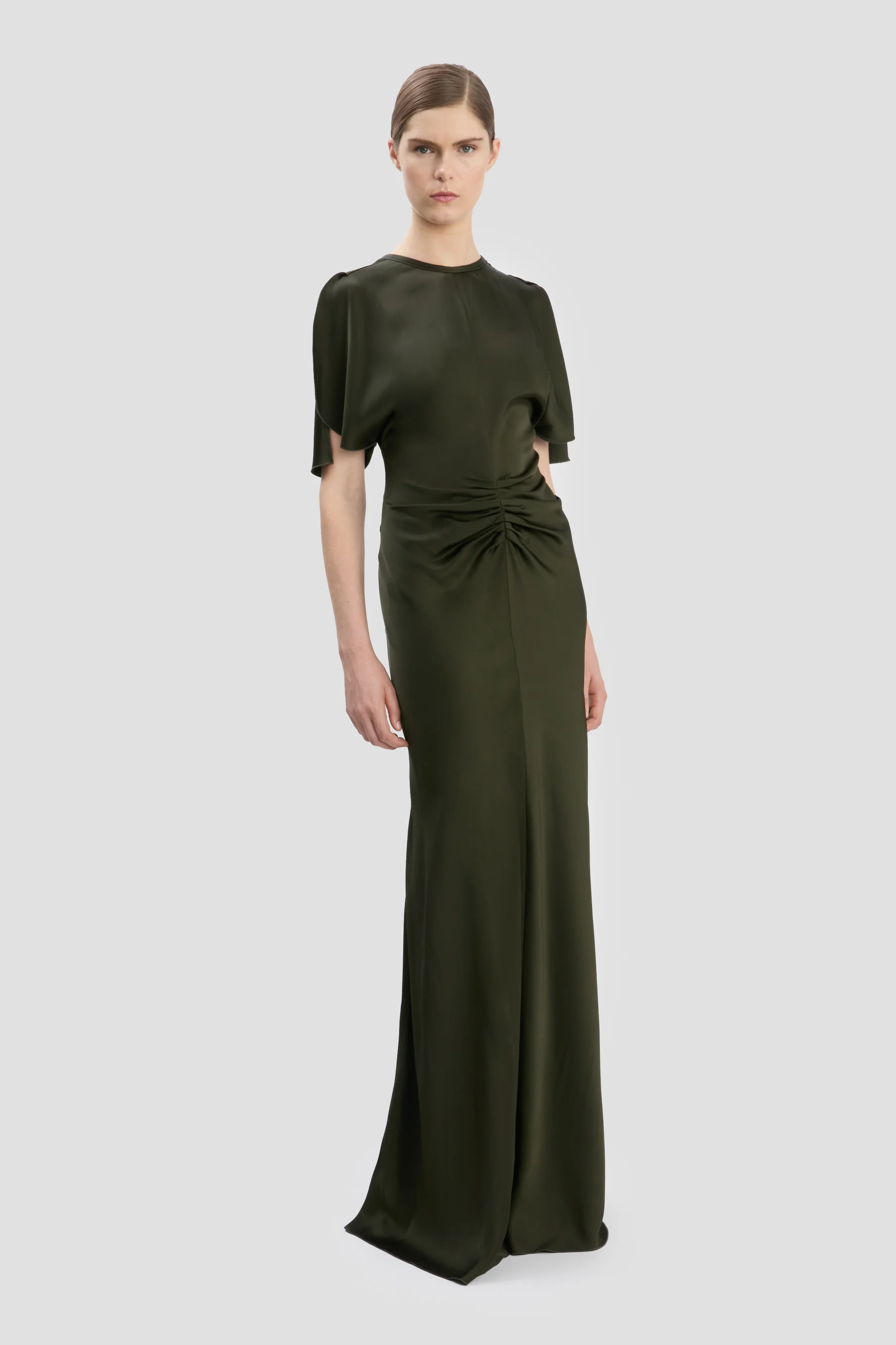 Isabella Gown In Dark Olive - XNAUWBI