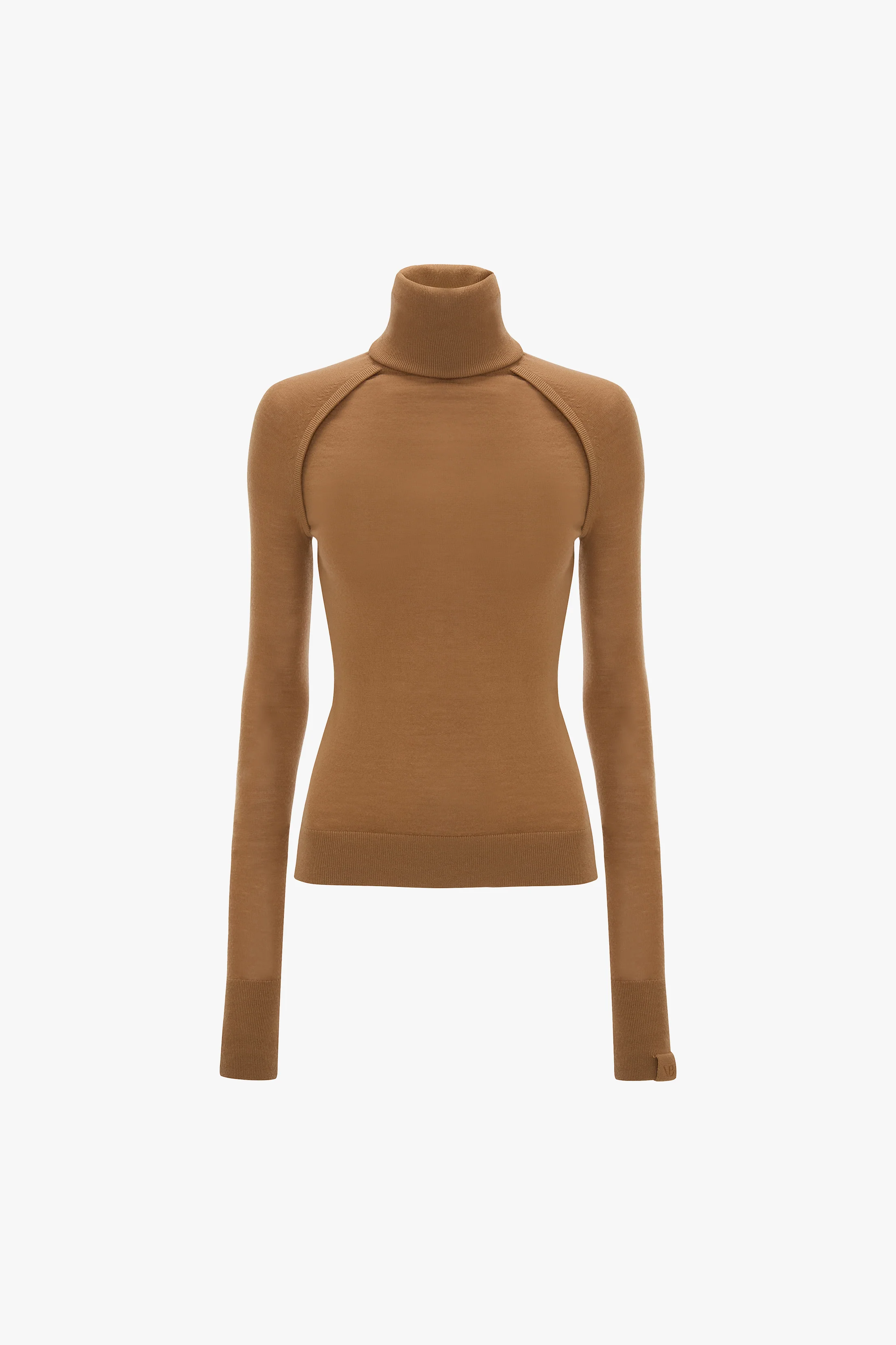 High Neck Top In Dark Camel - XNAUWBI