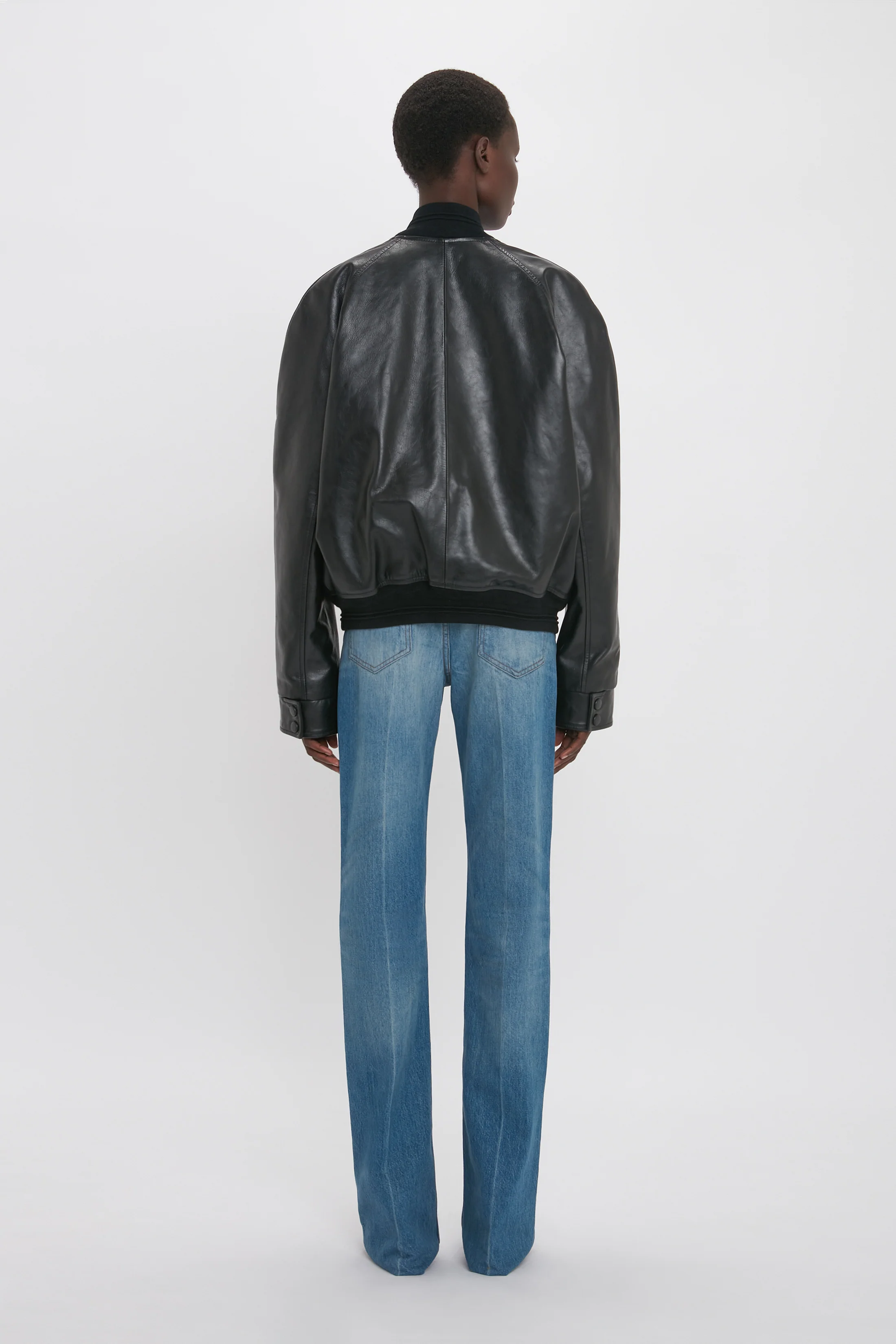 Leather Varsity Jacket In Black - XNAUWBI