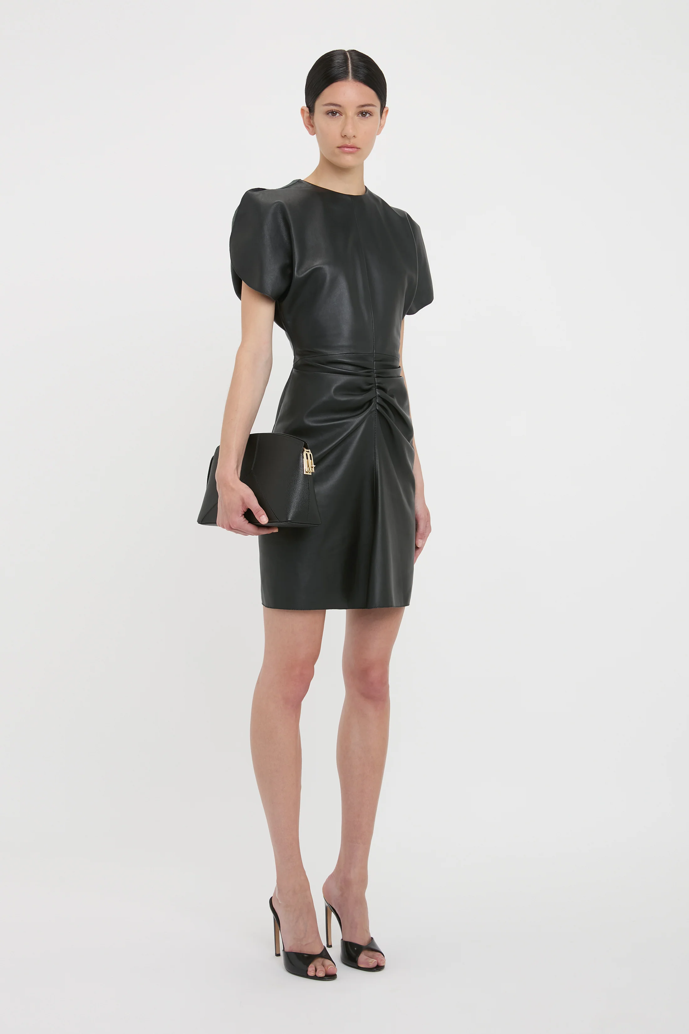 Leather Bela Mini Dress In Black - XNAUWBI