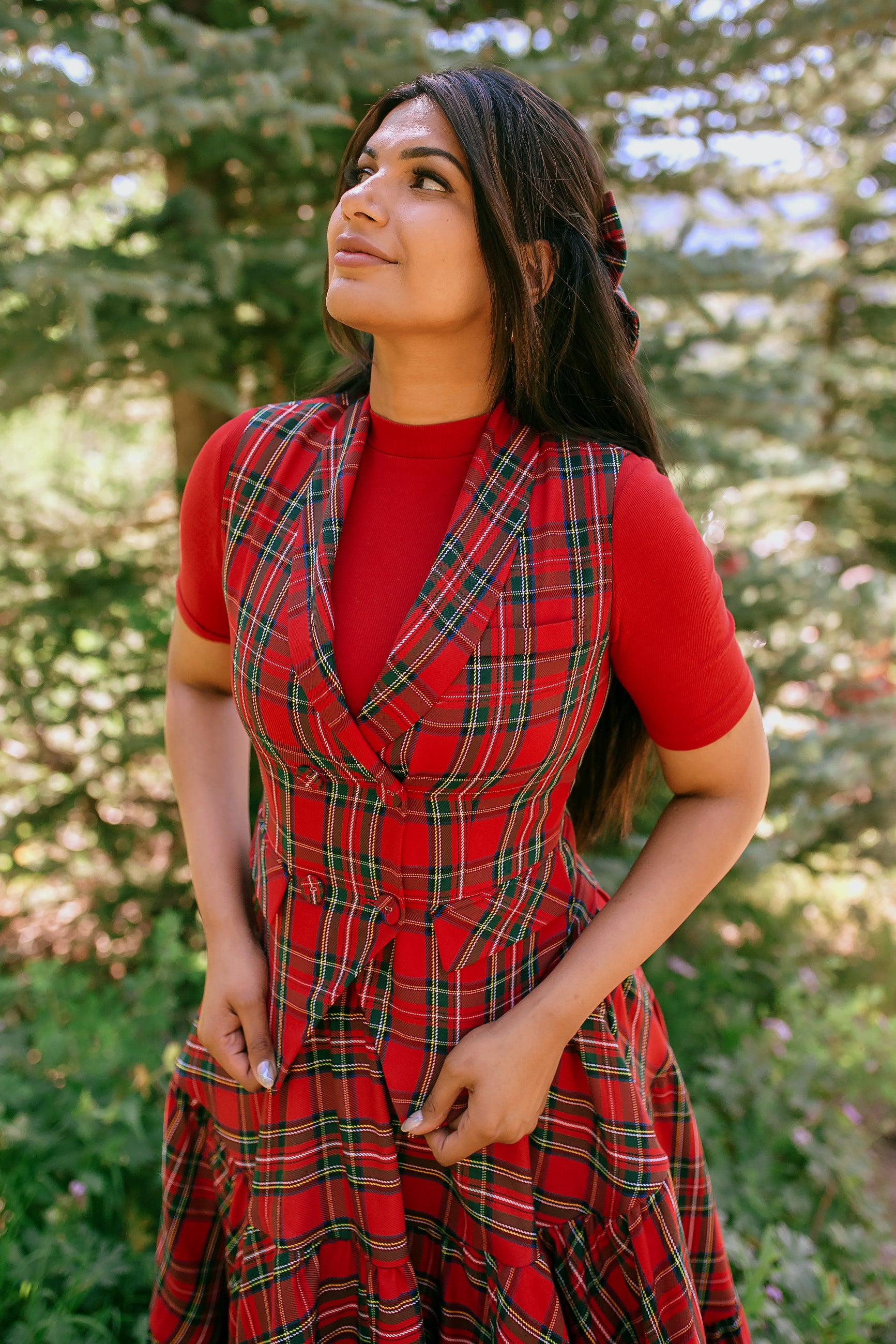 Vest in Red Plaid - XNAUWBI