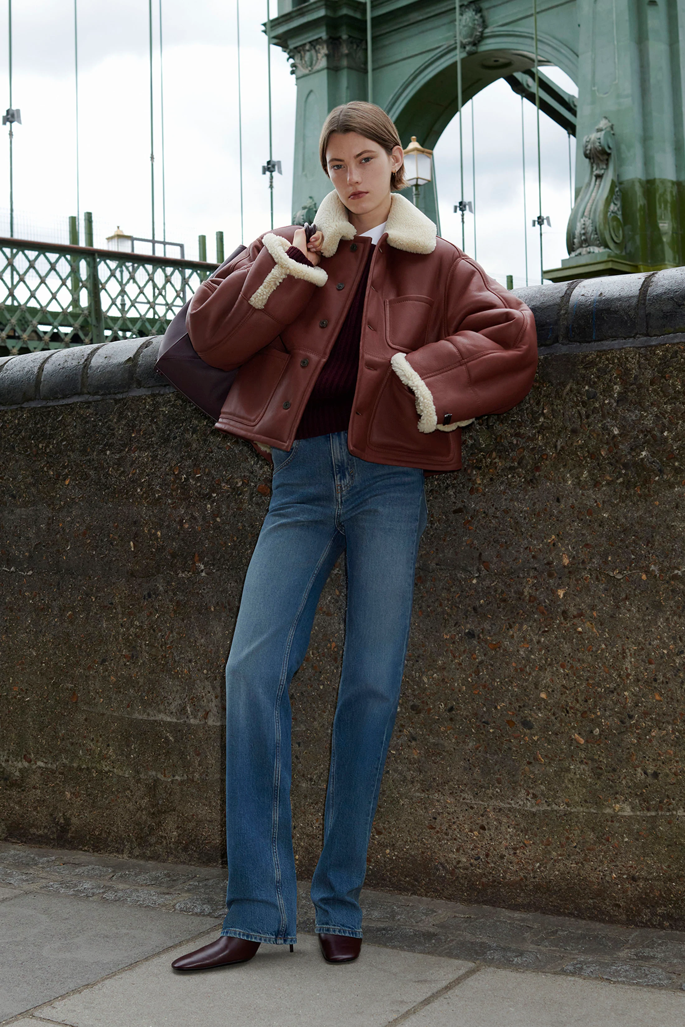 Shearling Jacket In Brown-Cream - XNAUWBI