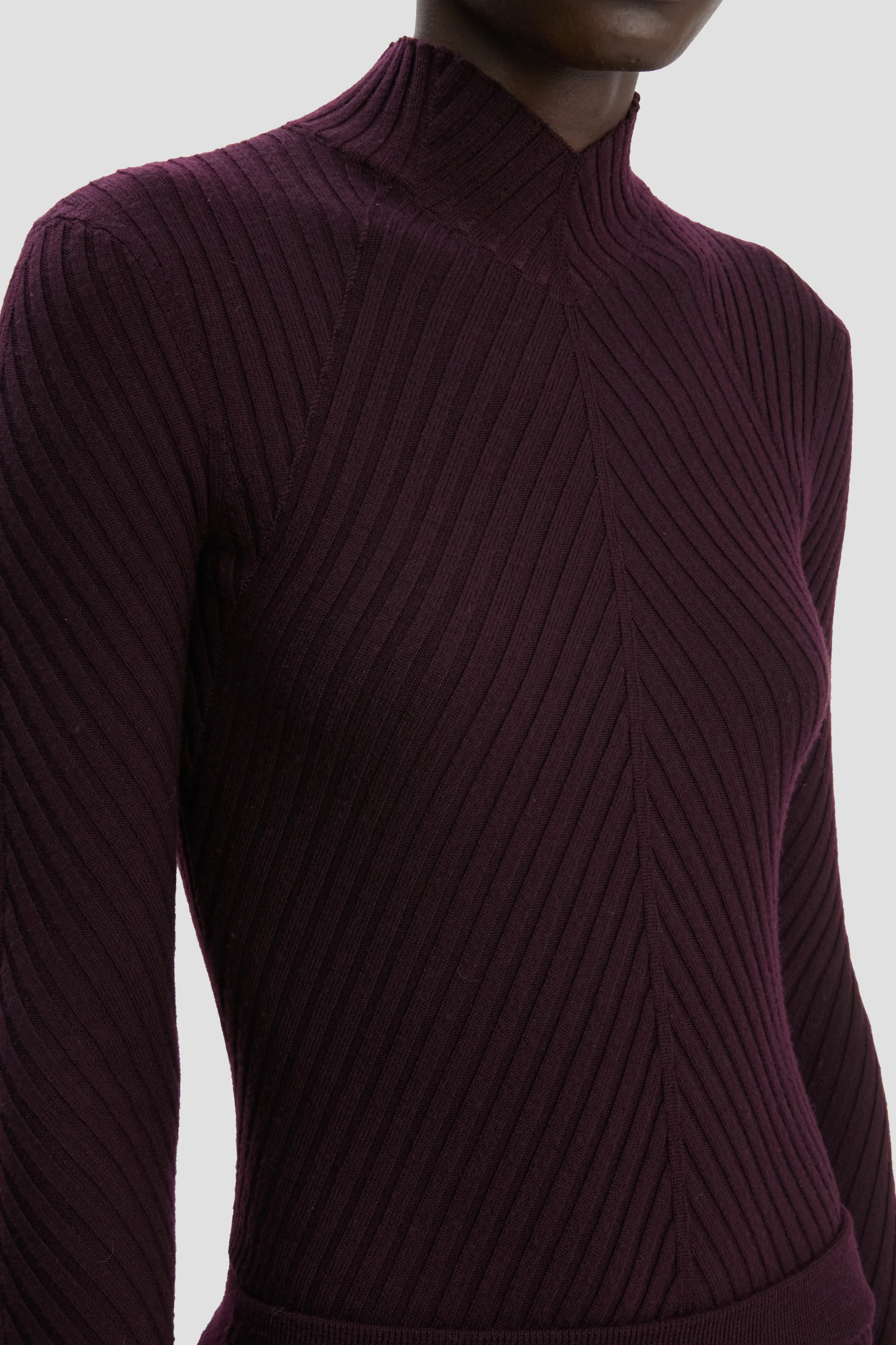 Ribbed Knit Midi Skirt In Merlot - XNAUWBI