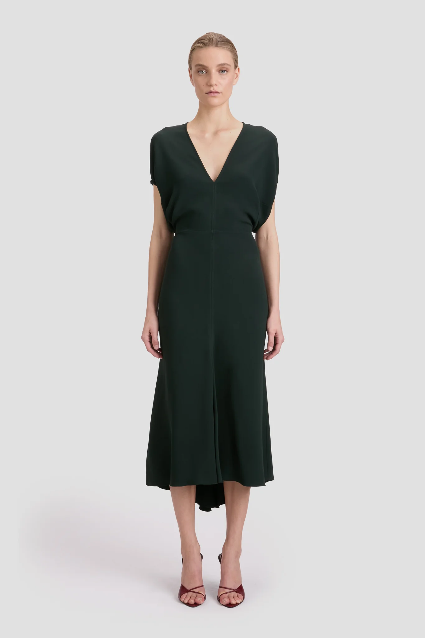 Edith Midi Dress In Dark Pine - XNAUWBI