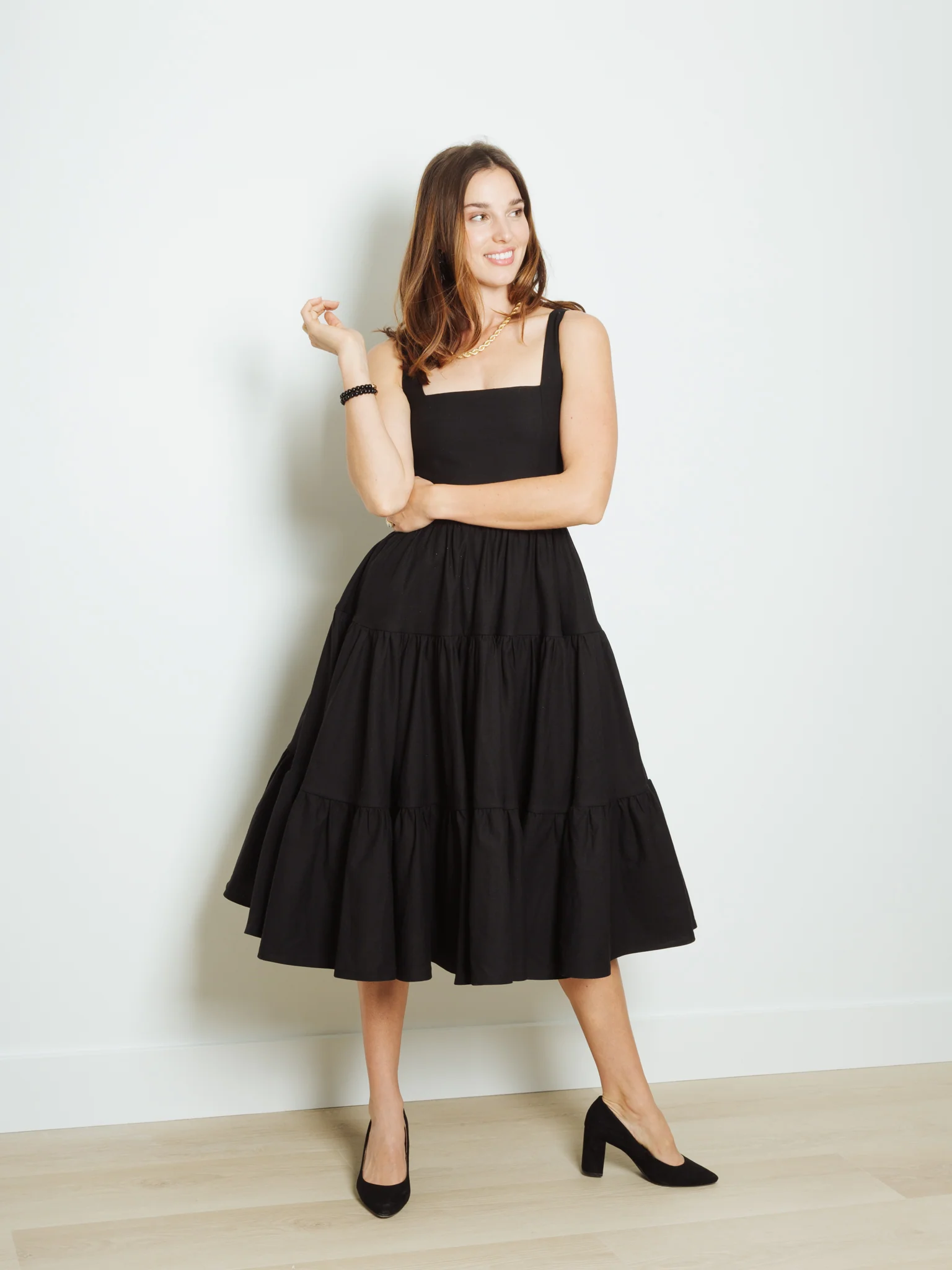 Madonna Midi Dress in Odile Black - XNAUWBI
