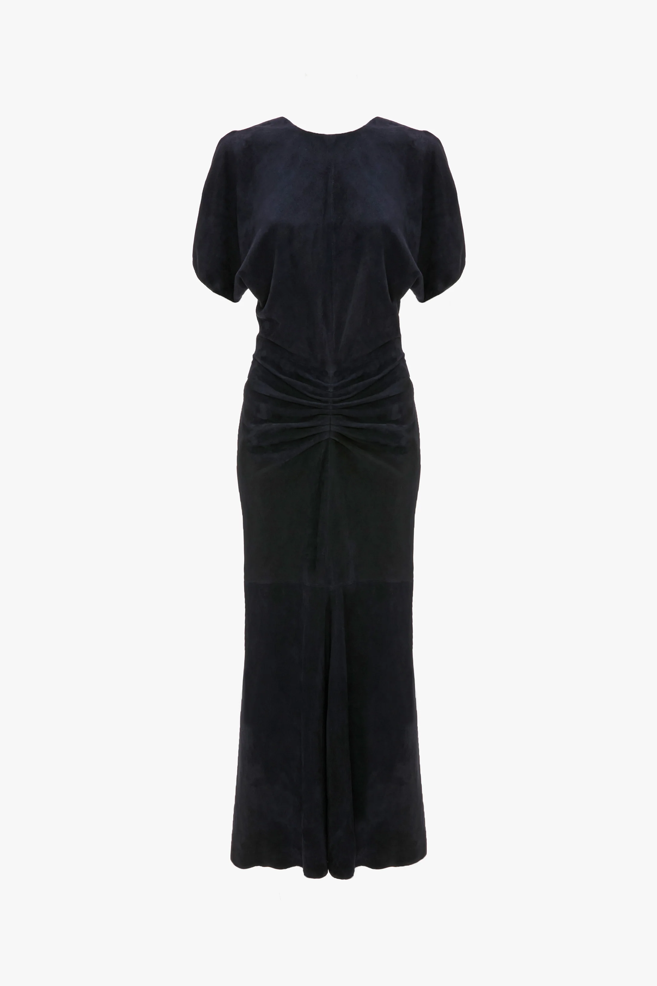 Bela Midi Dress In Navy Suede - XNAUWBI