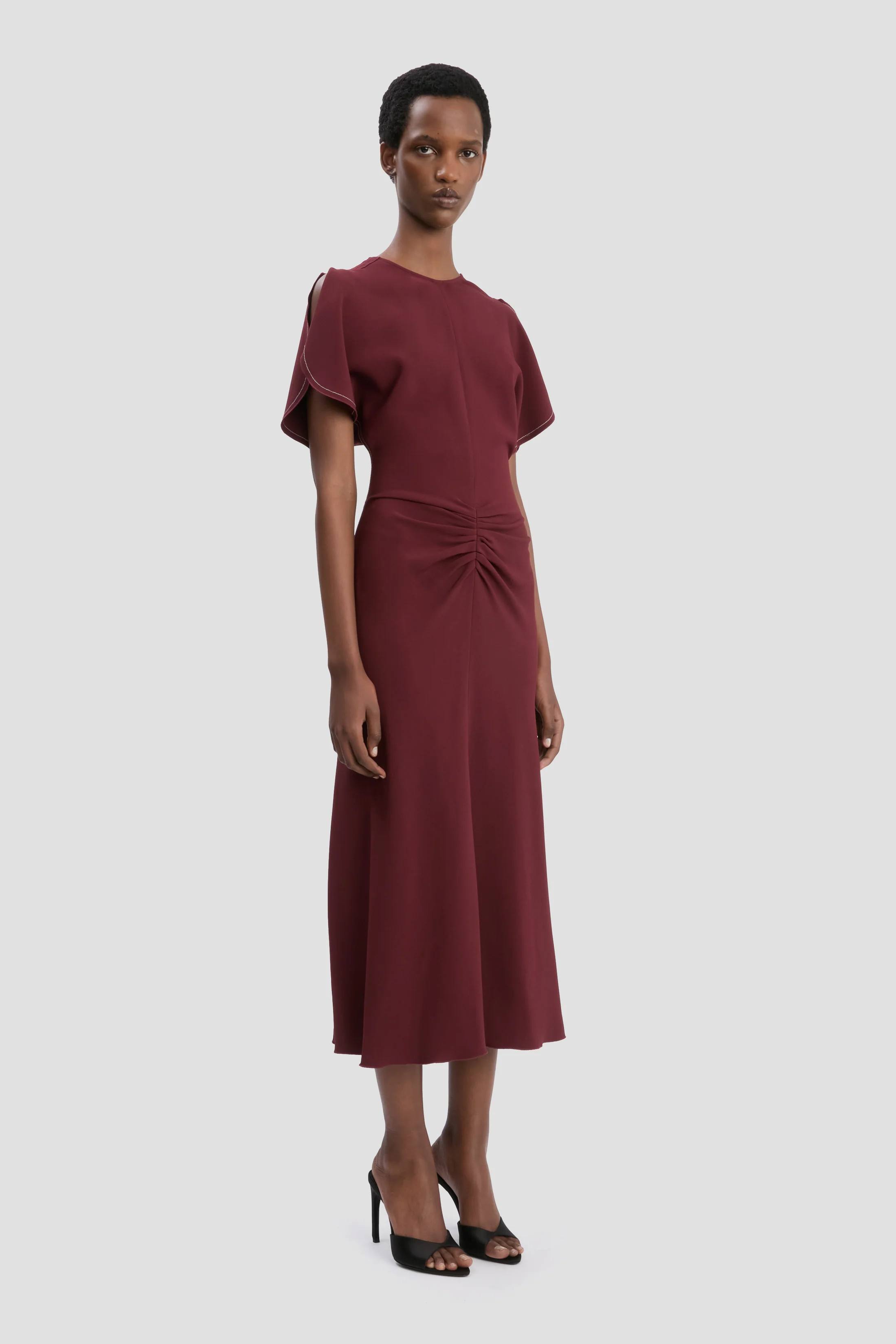 Bela Midi Dress In Cinnabar Red - XNAUWBI