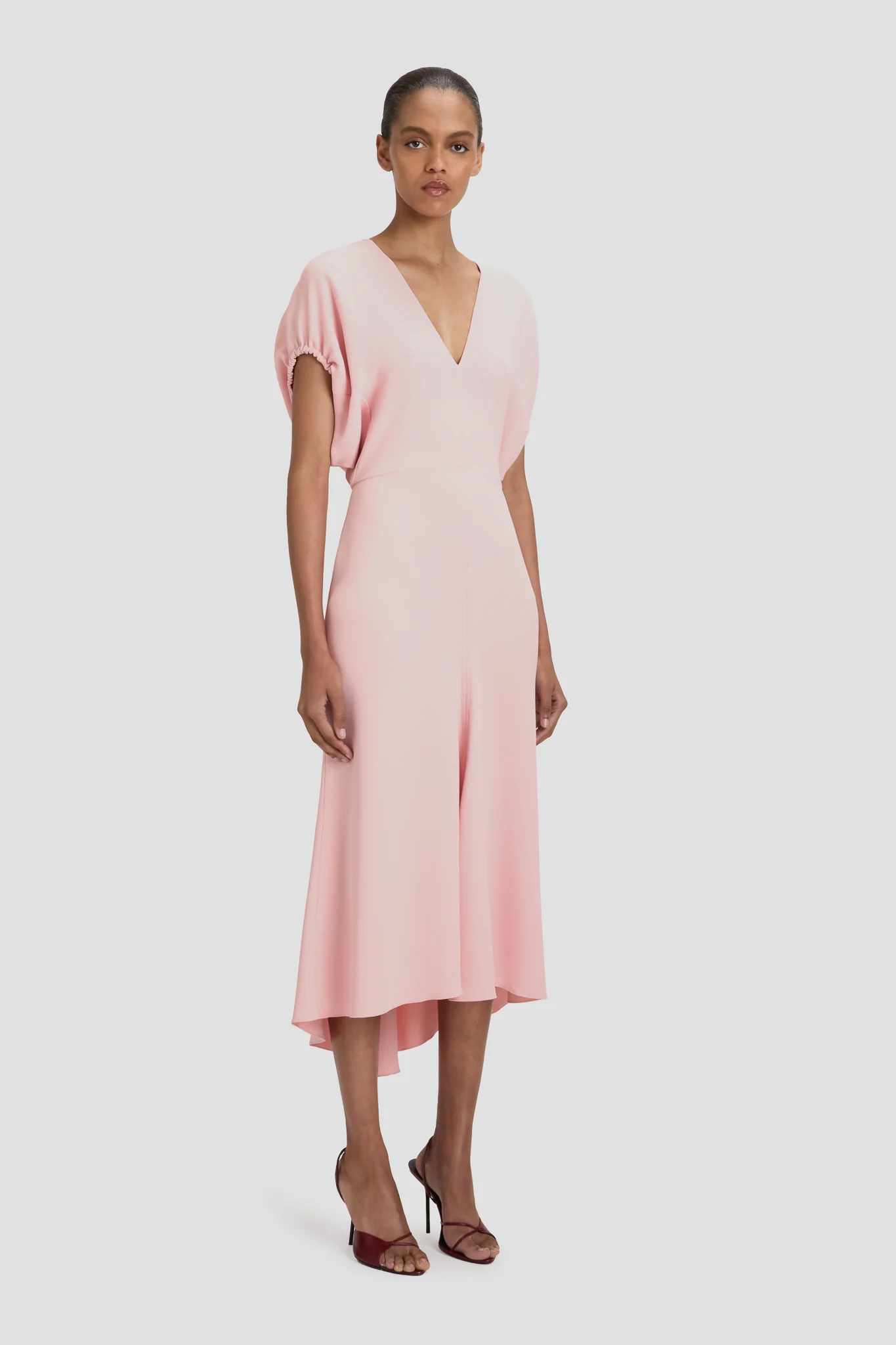 Edith Midi Dress In Antique Pink - XNAUWBI