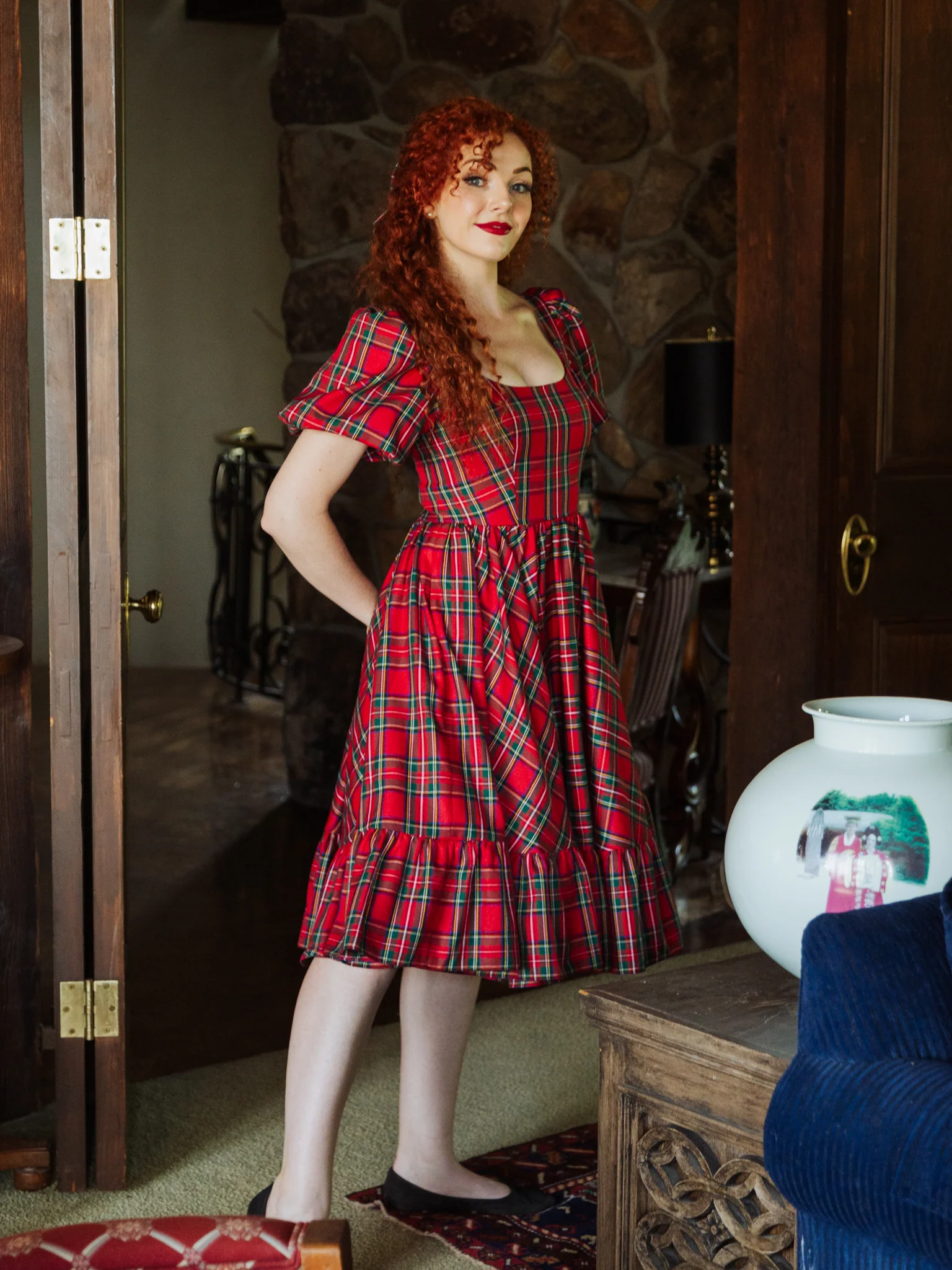 Novella Dress in Red Plaid - XNAUWBI