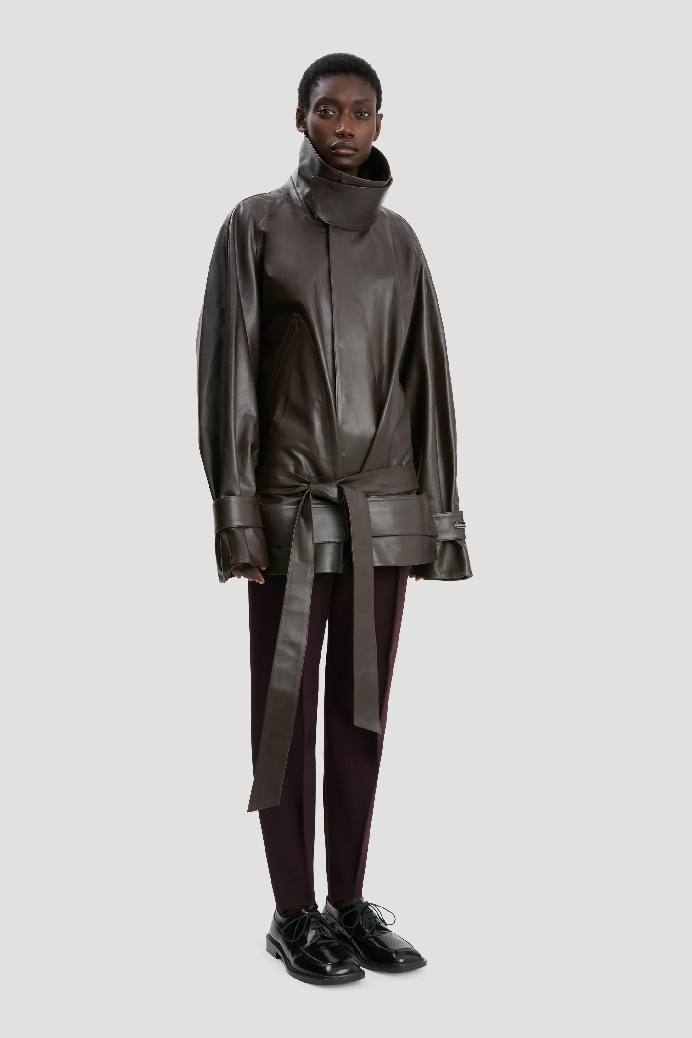 Leather Trench In Dark Chocolate - XNAUWBI