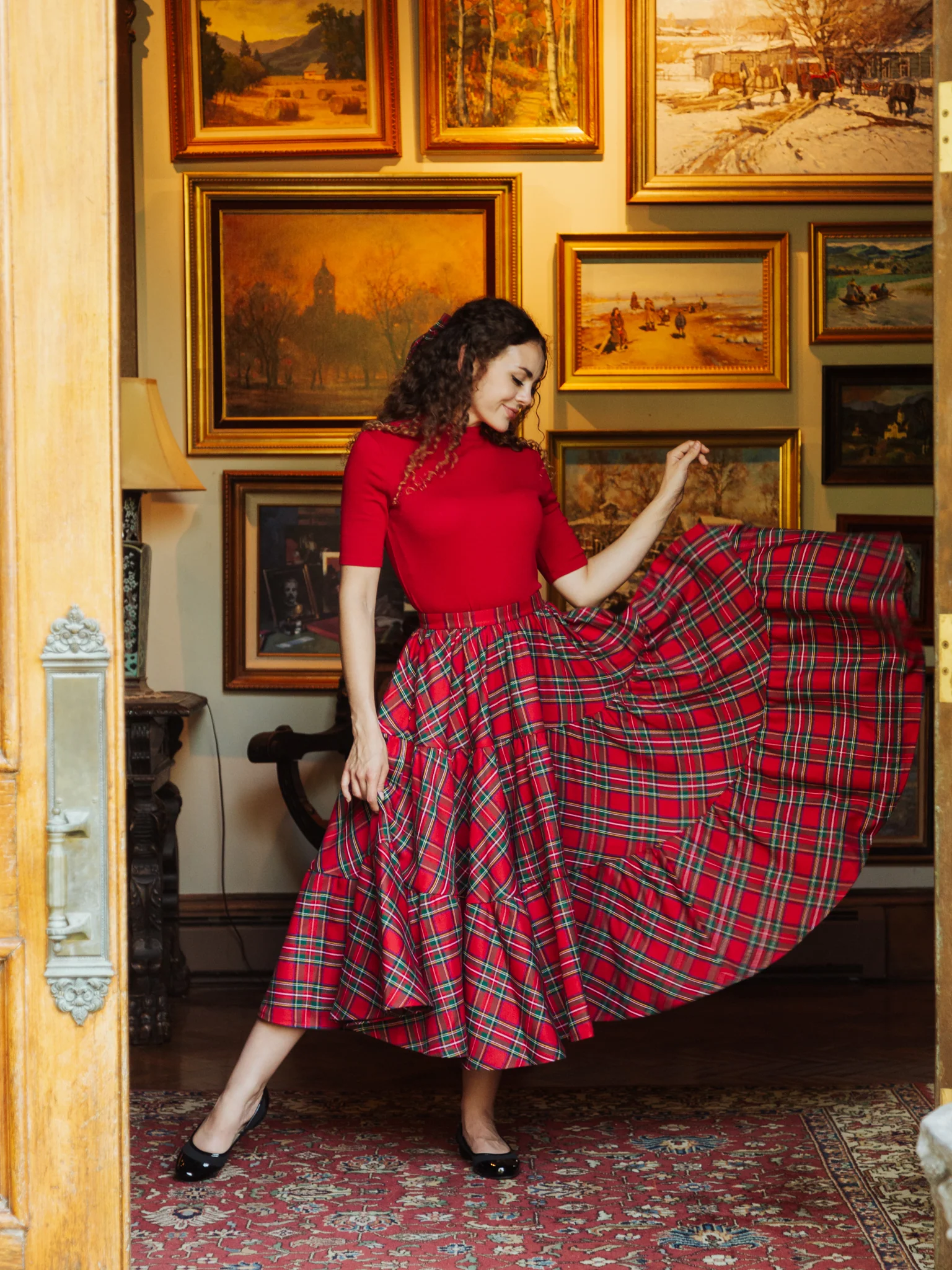 Madonna Skirt in Red Plaid - XNAUWBI