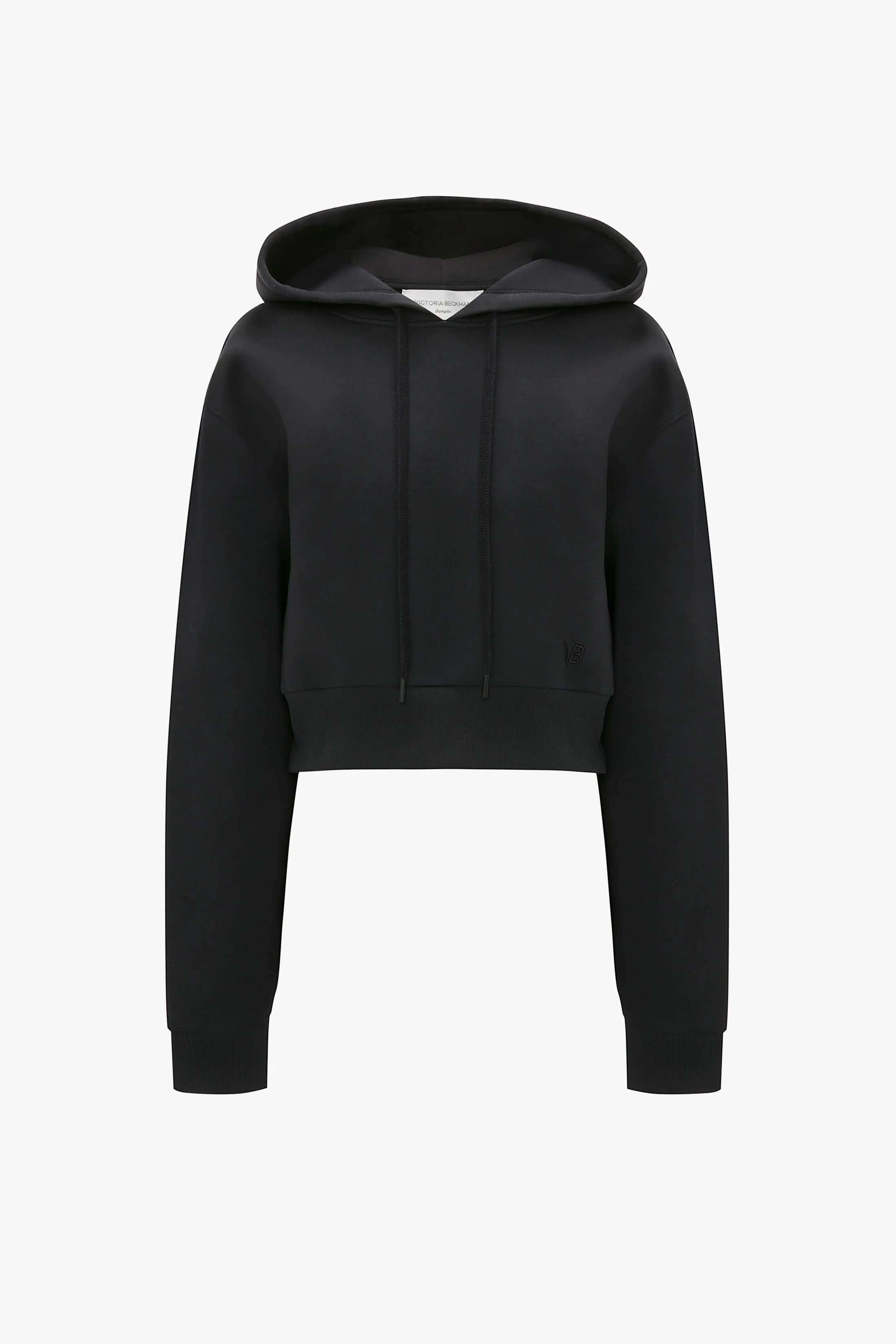 Cropped Neoprene Hoodie In Black - XNAUWBI