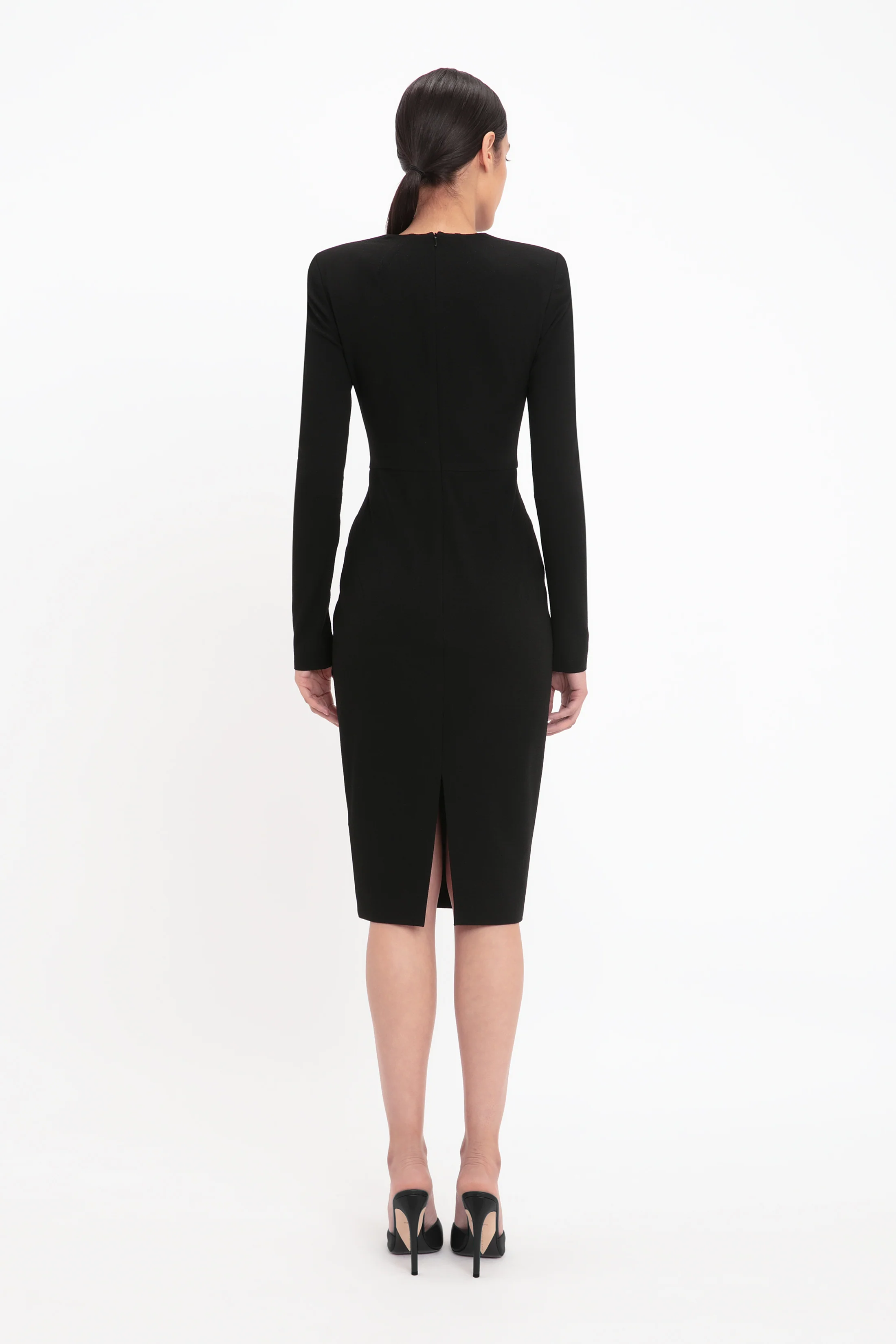 Long Sleeve T-Shirt Fitted Dress In Black - XNAUWBI