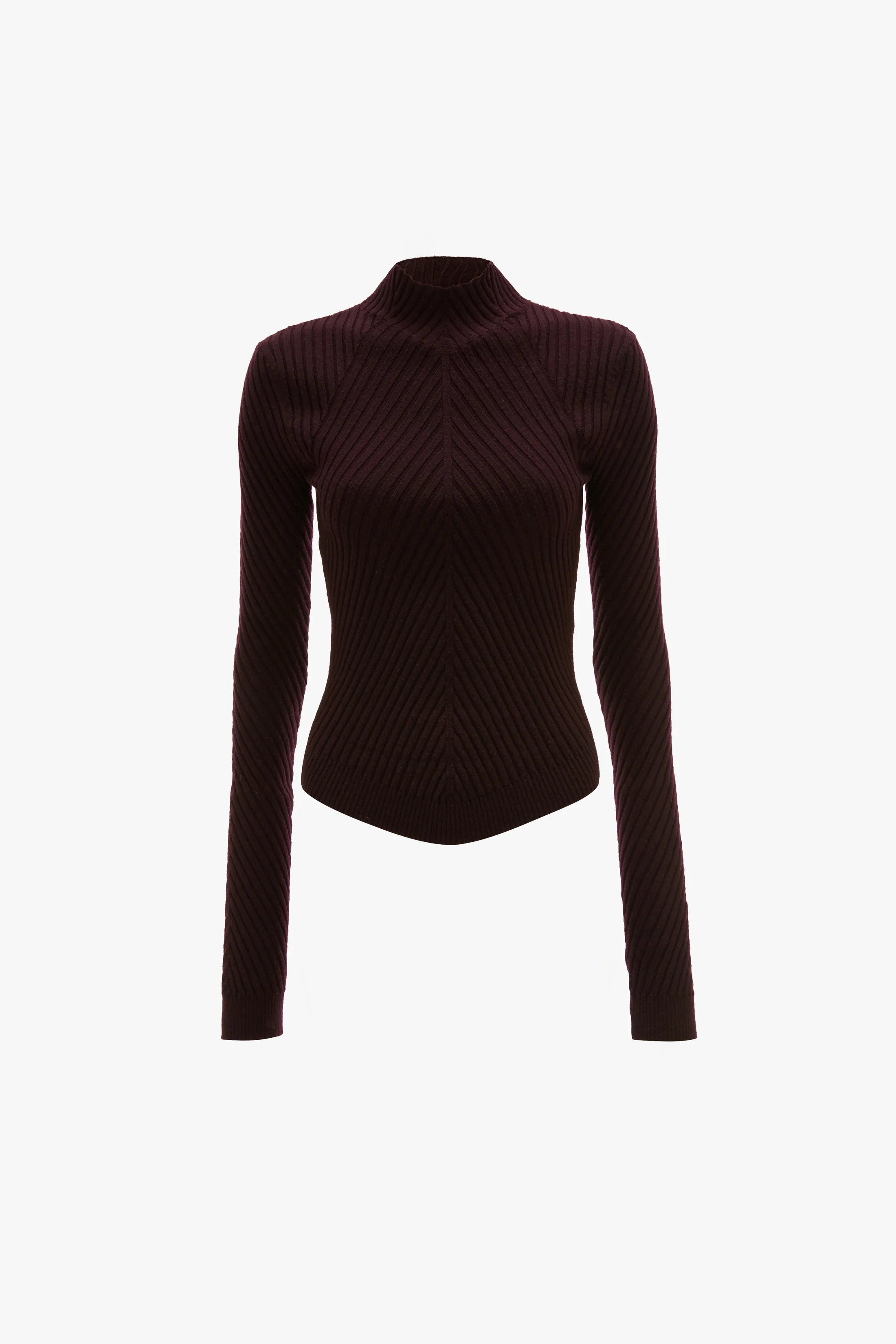 Ribbed Knit Polo In Merlot - XNAUWBI