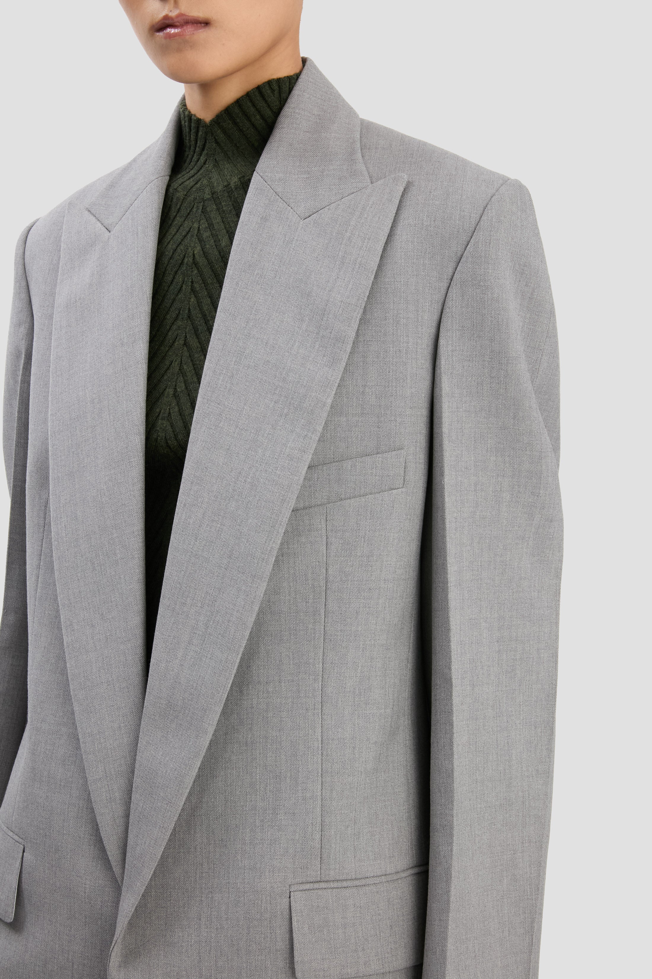 Sculptural Sleeve Jacket In Light Grey Melange - XNAUWBI