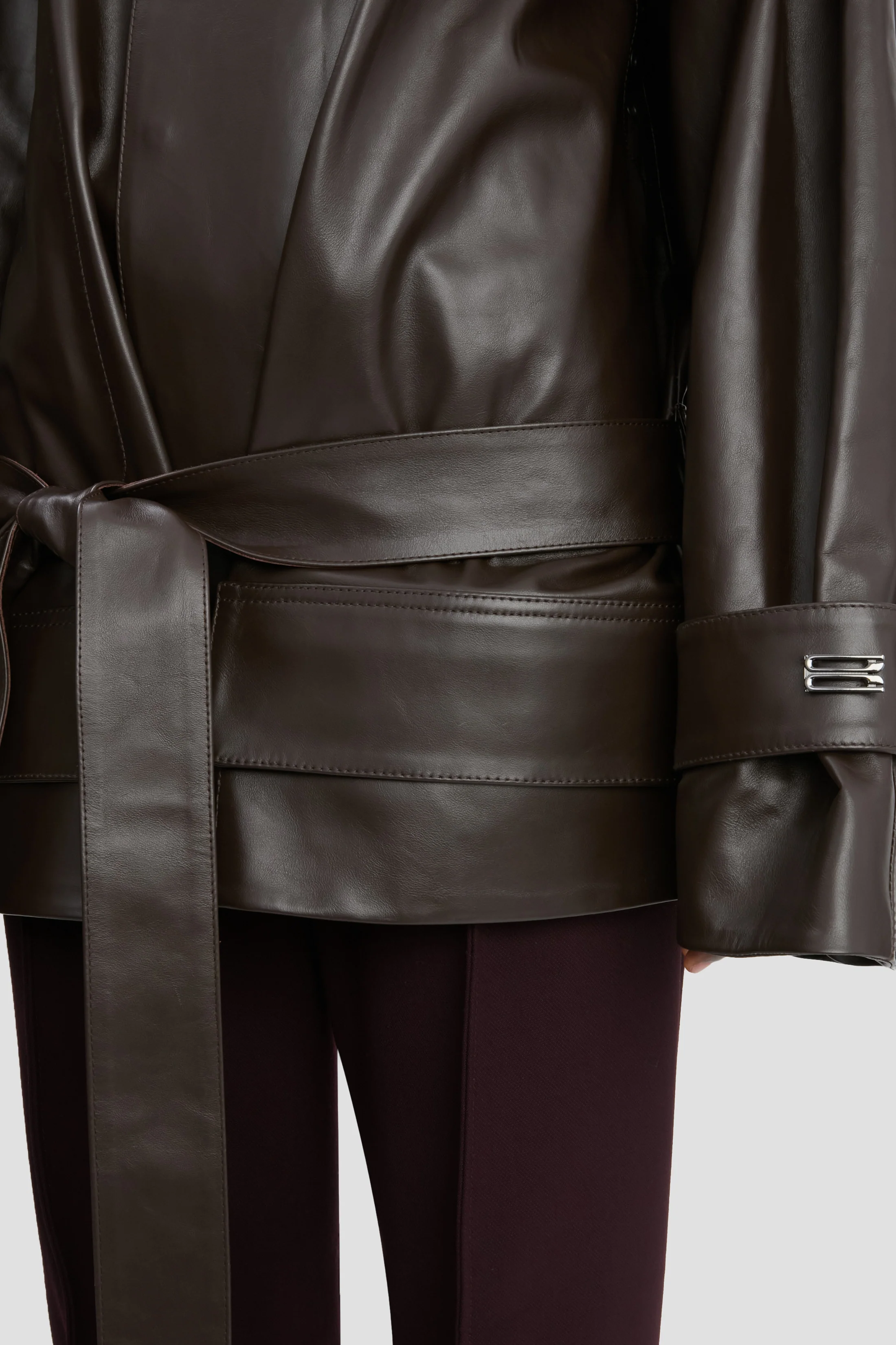 Leather Trench In Dark Chocolate - XNAUWBI