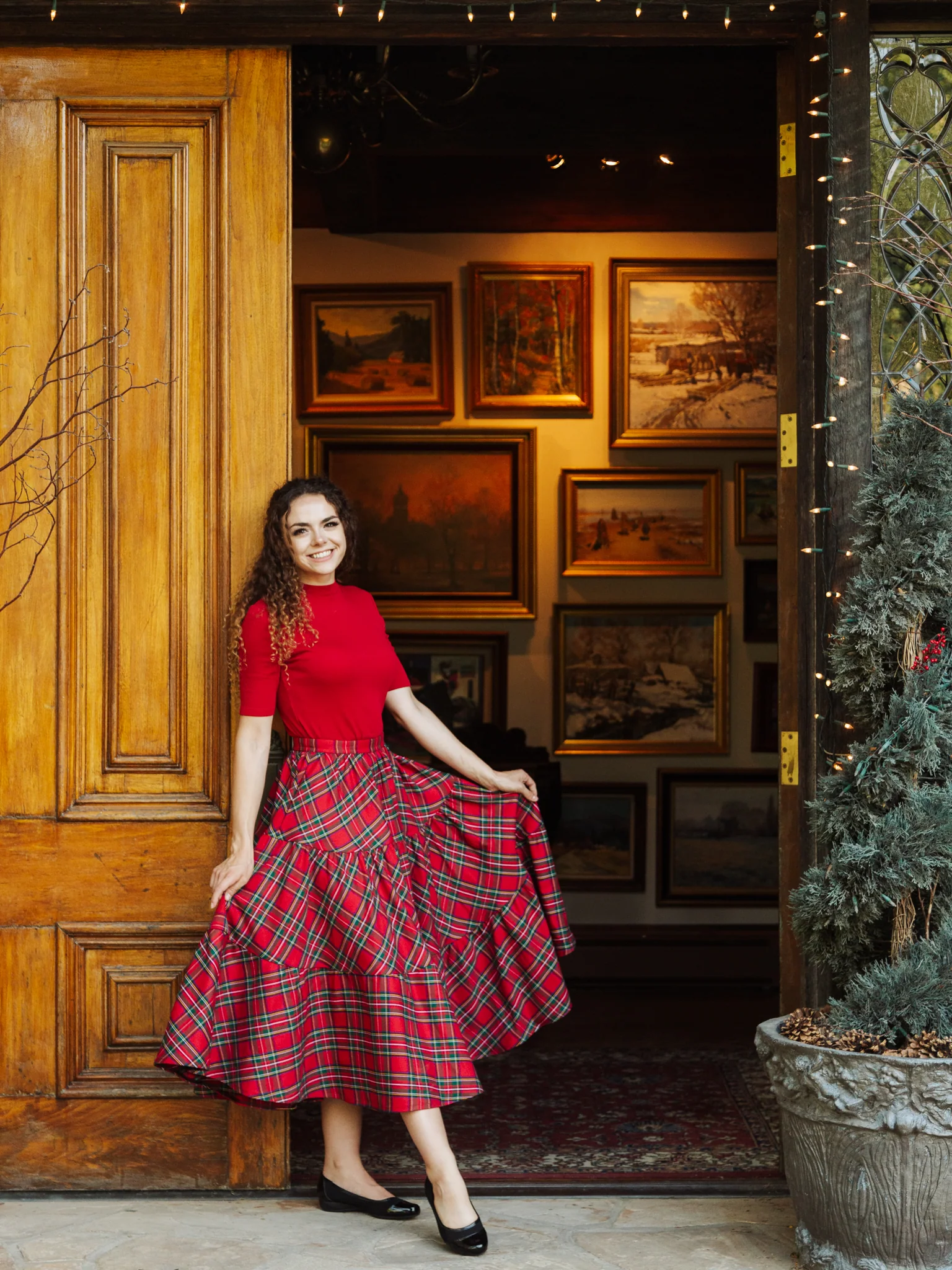 Madonna Skirt in Red Plaid - XNAUWBI