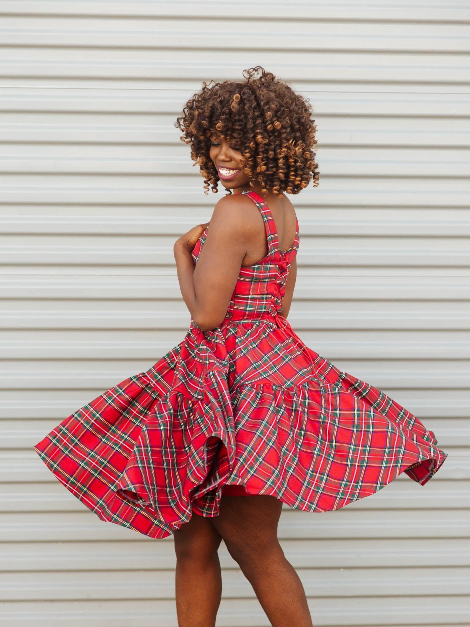 Journey Dress in Red Plaid - XNAUWBI