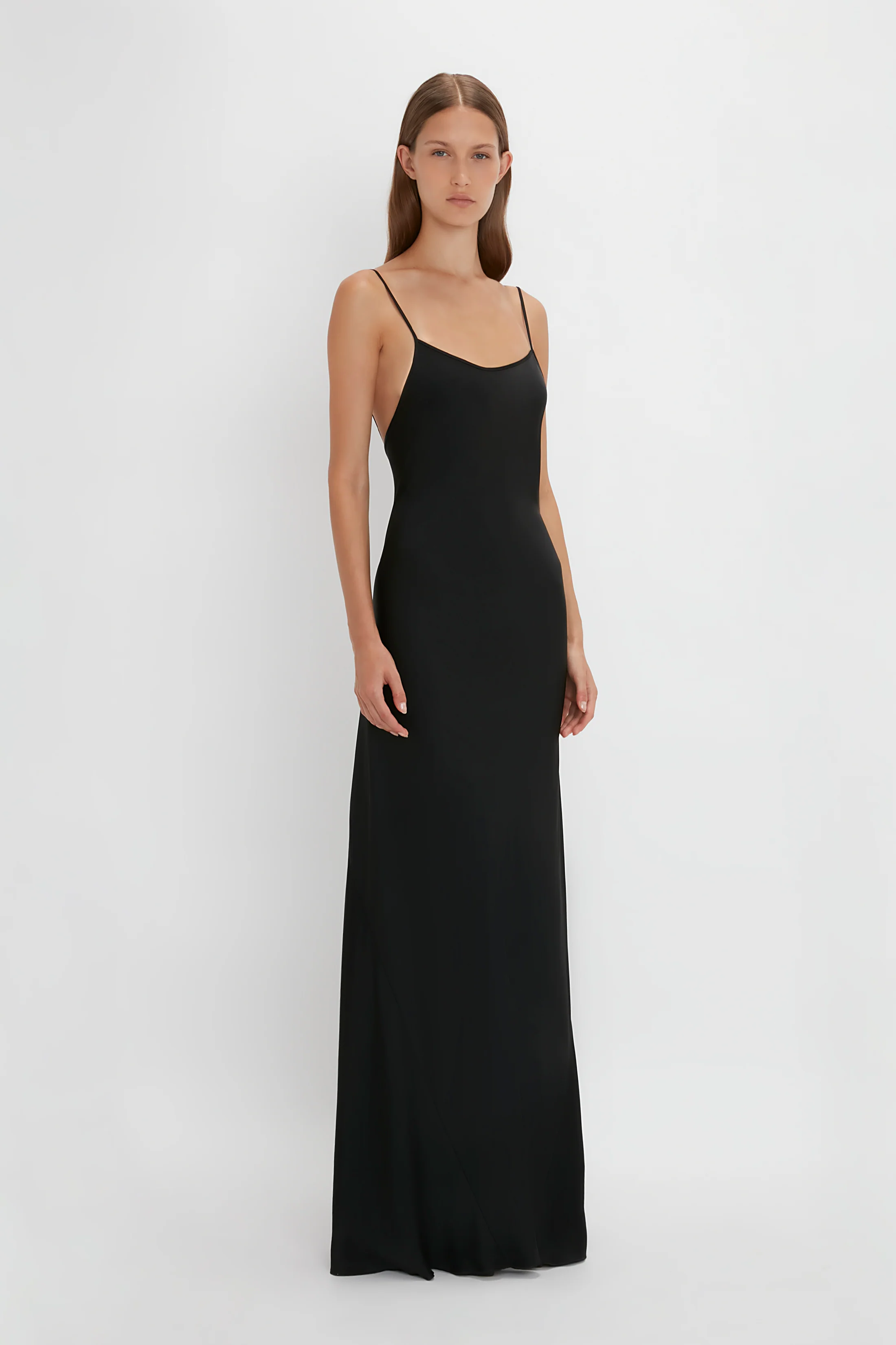 Floor-Length Cami Dress In Black - XNAUWBI