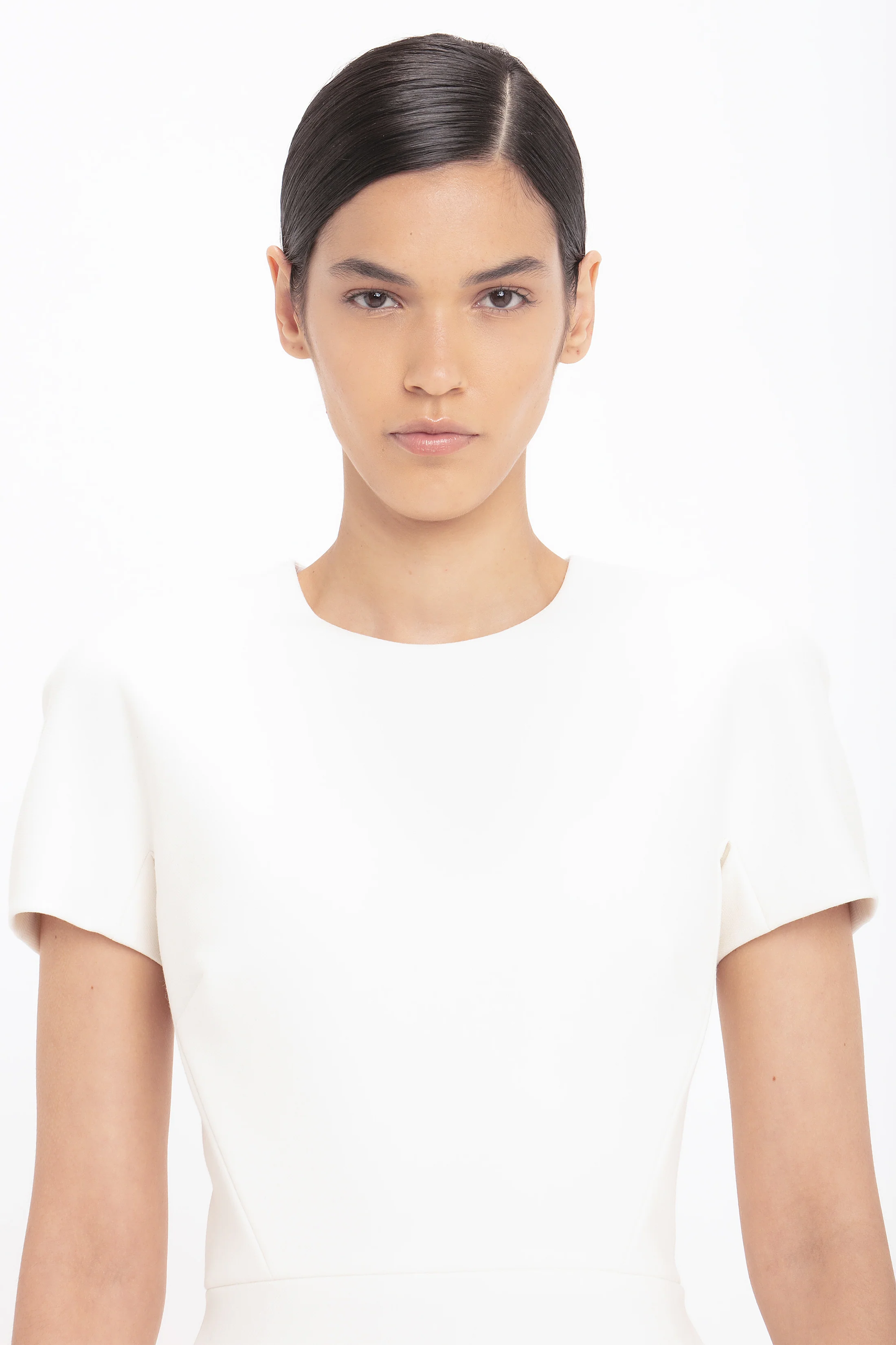 Fitted T-shirt Dress In Ivory - XNAUWBI