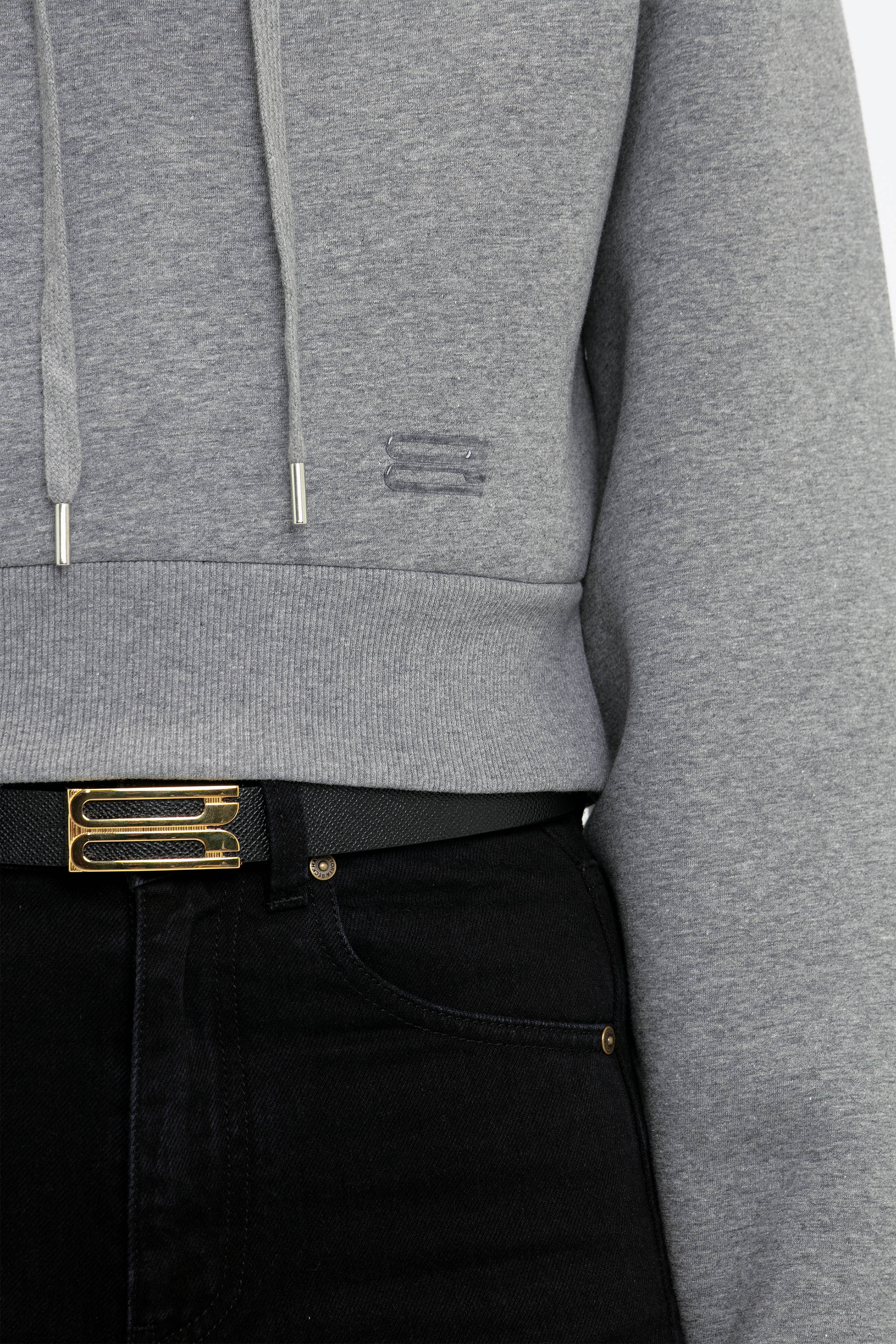 Cropped Structured Hoodie In Grey Marl - XNAUWBI