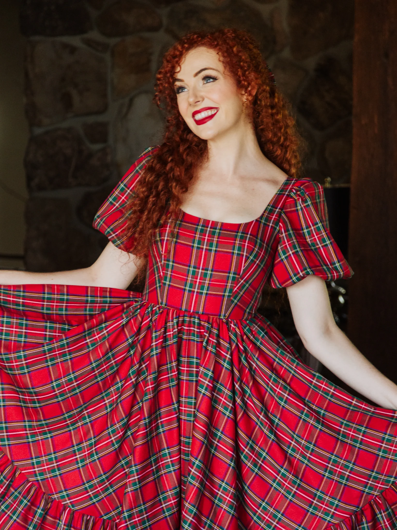 Novella Dress in Red Plaid - XNAUWBI