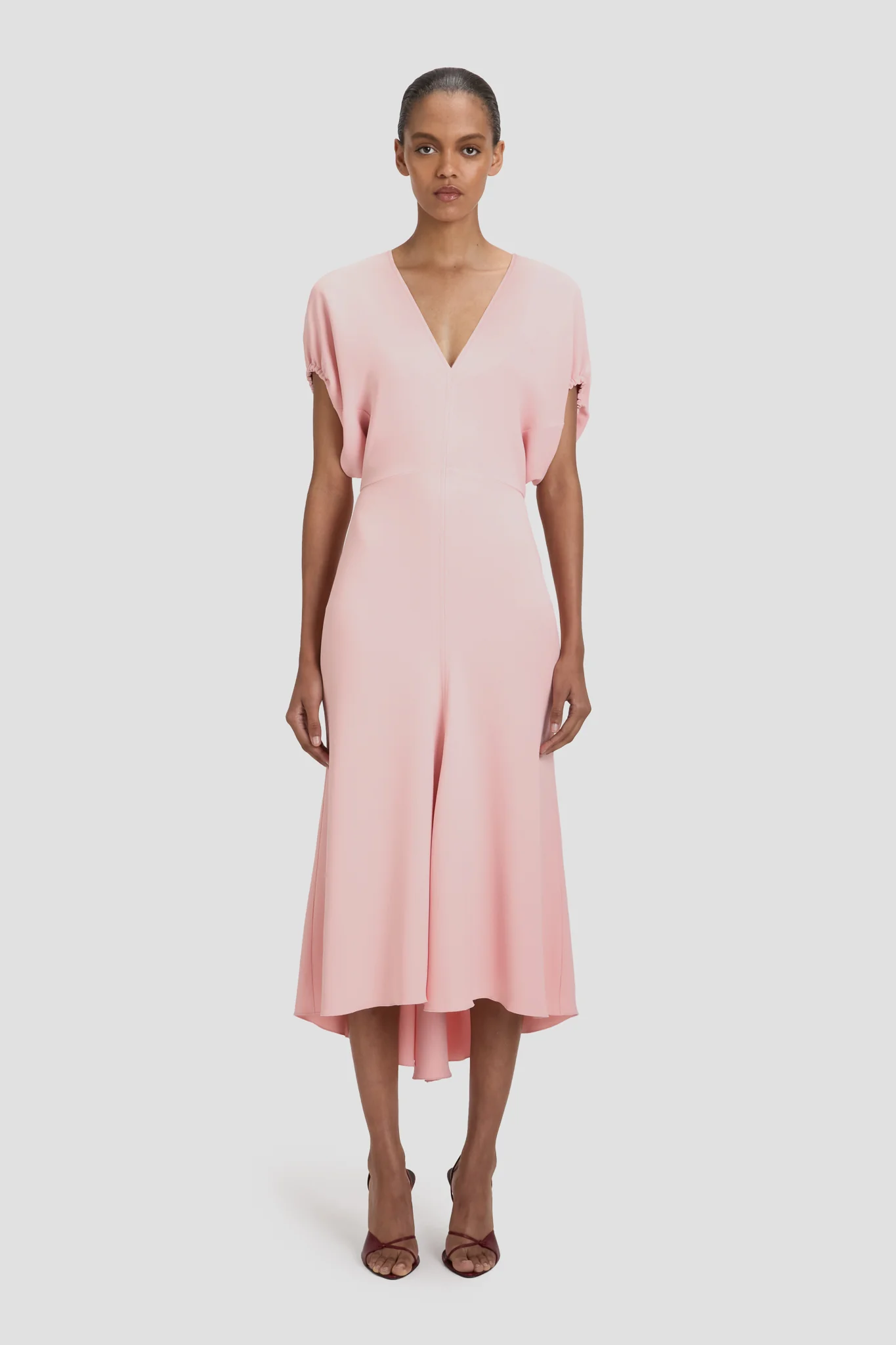 Edith Midi Dress In Antique Pink - XNAUWBI