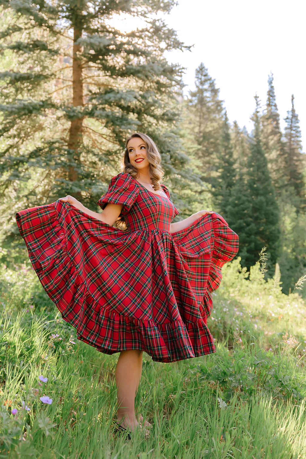 Novella Dress in Red Plaid - XNAUWBI