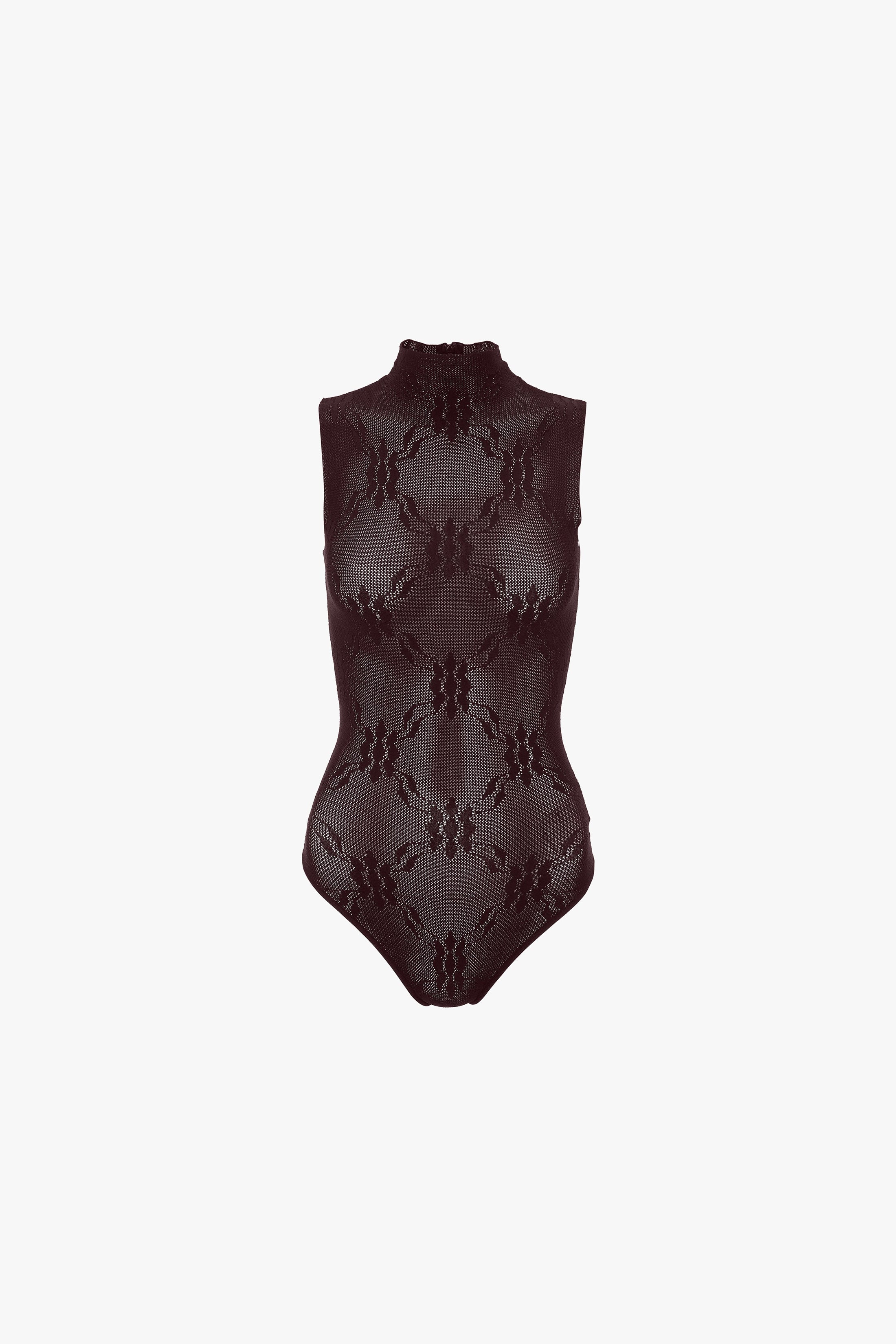 Sleeveless High Neck Bodysuit In Port - XNAUWBI