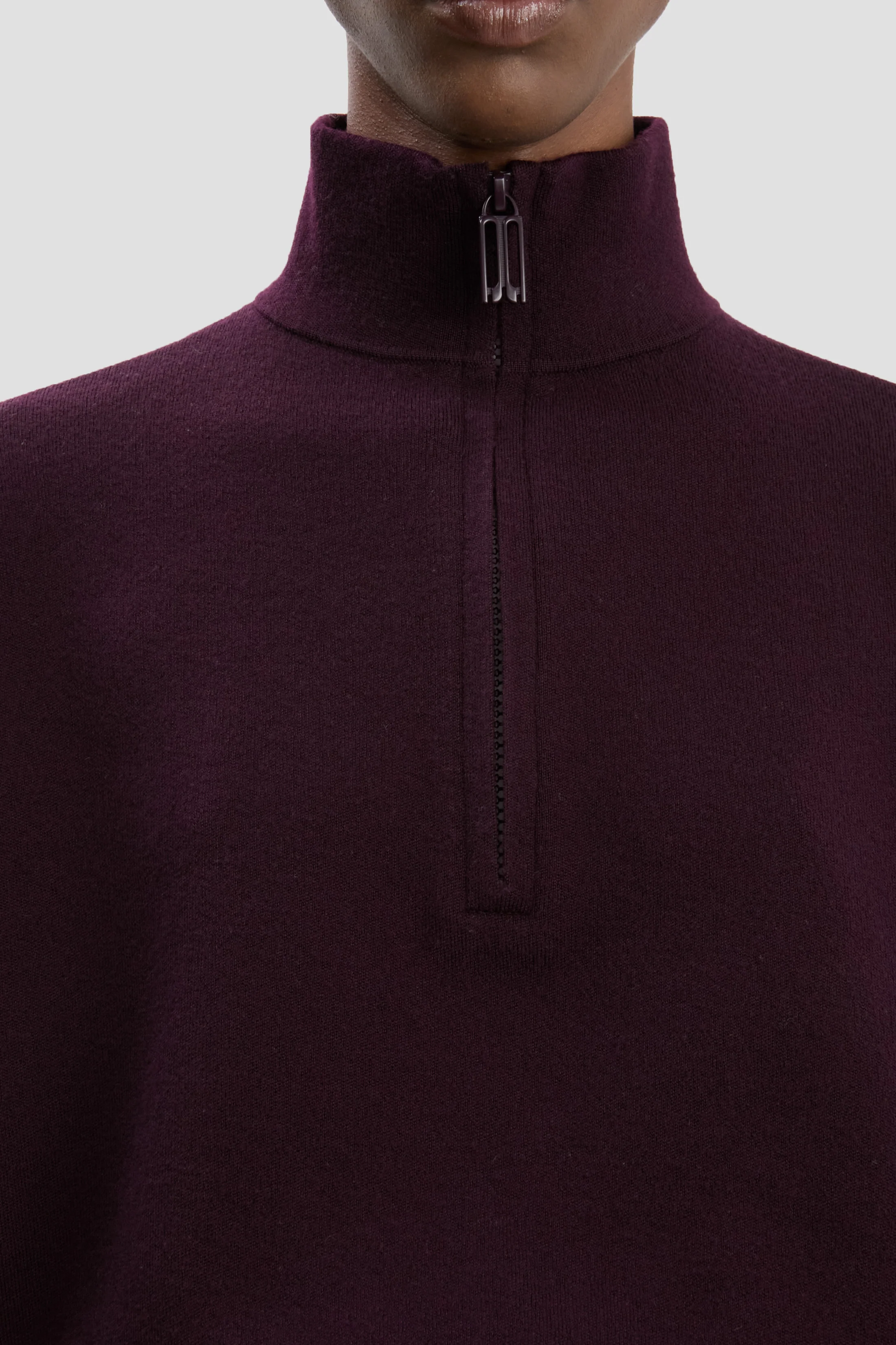 Merino Half-Zip Jumper In Merlot - XNAUWBI