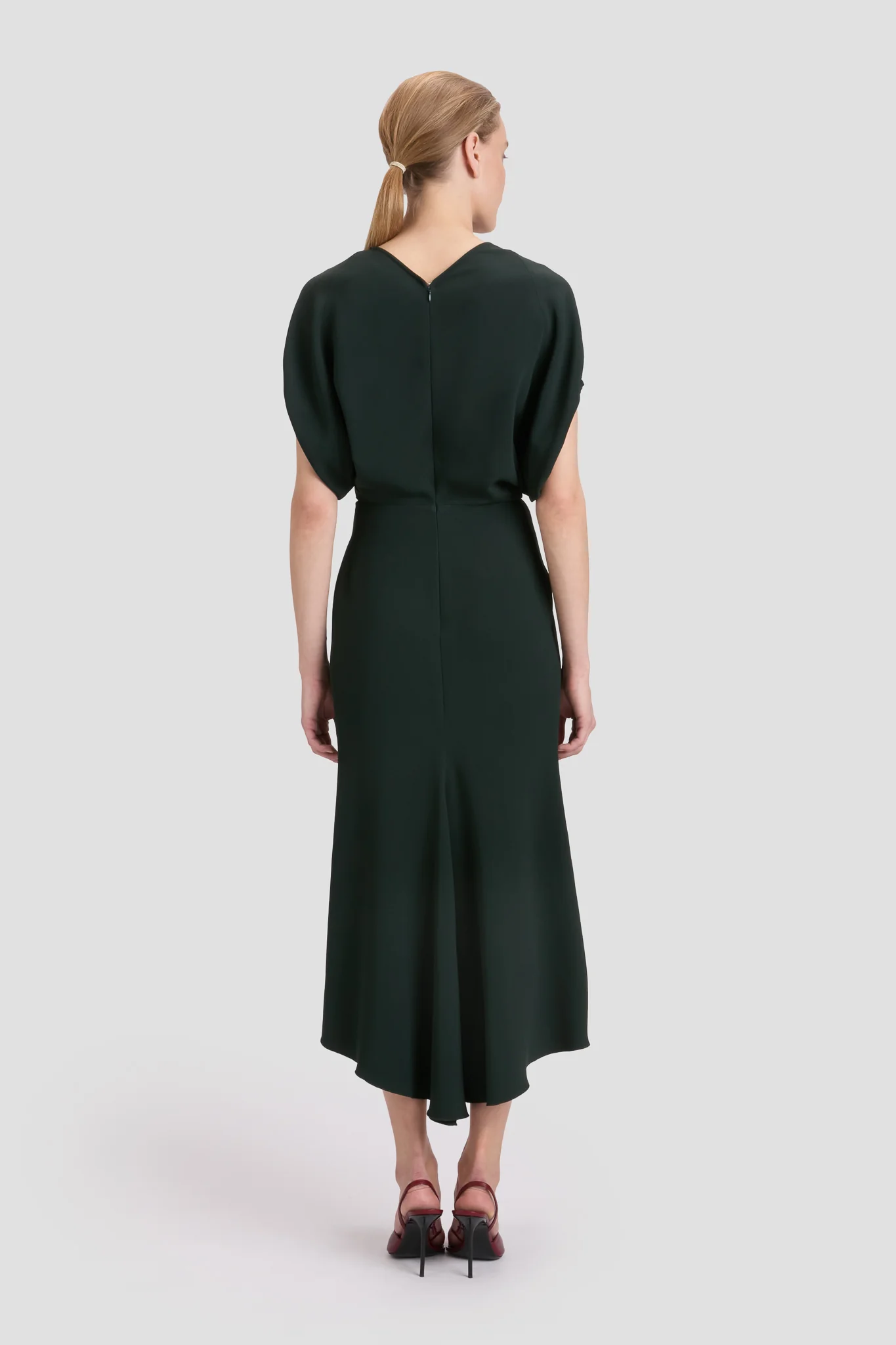Edith Midi Dress In Dark Pine - XNAUWBI