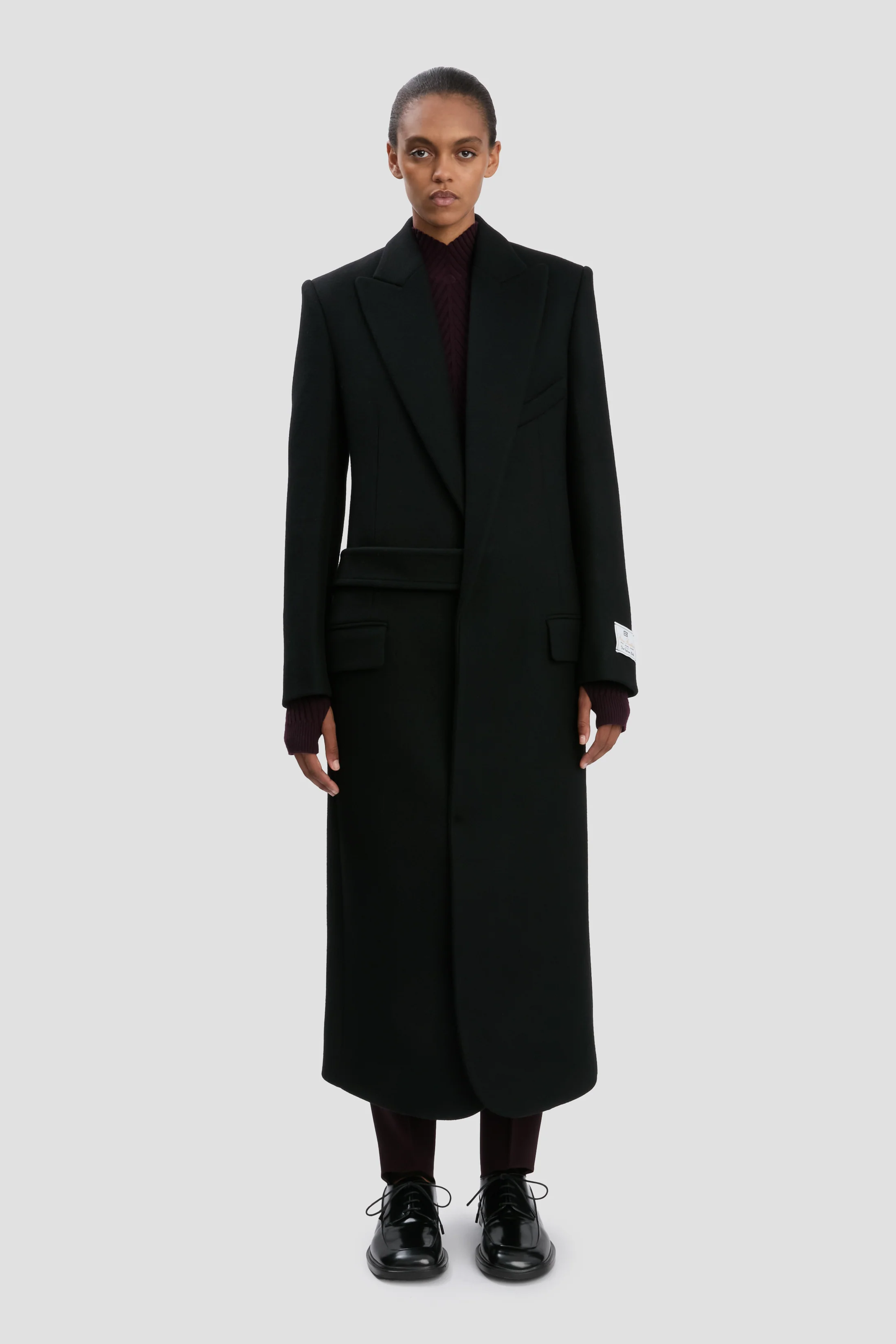 Double-Belted Coat In Black - XNAUWBI
