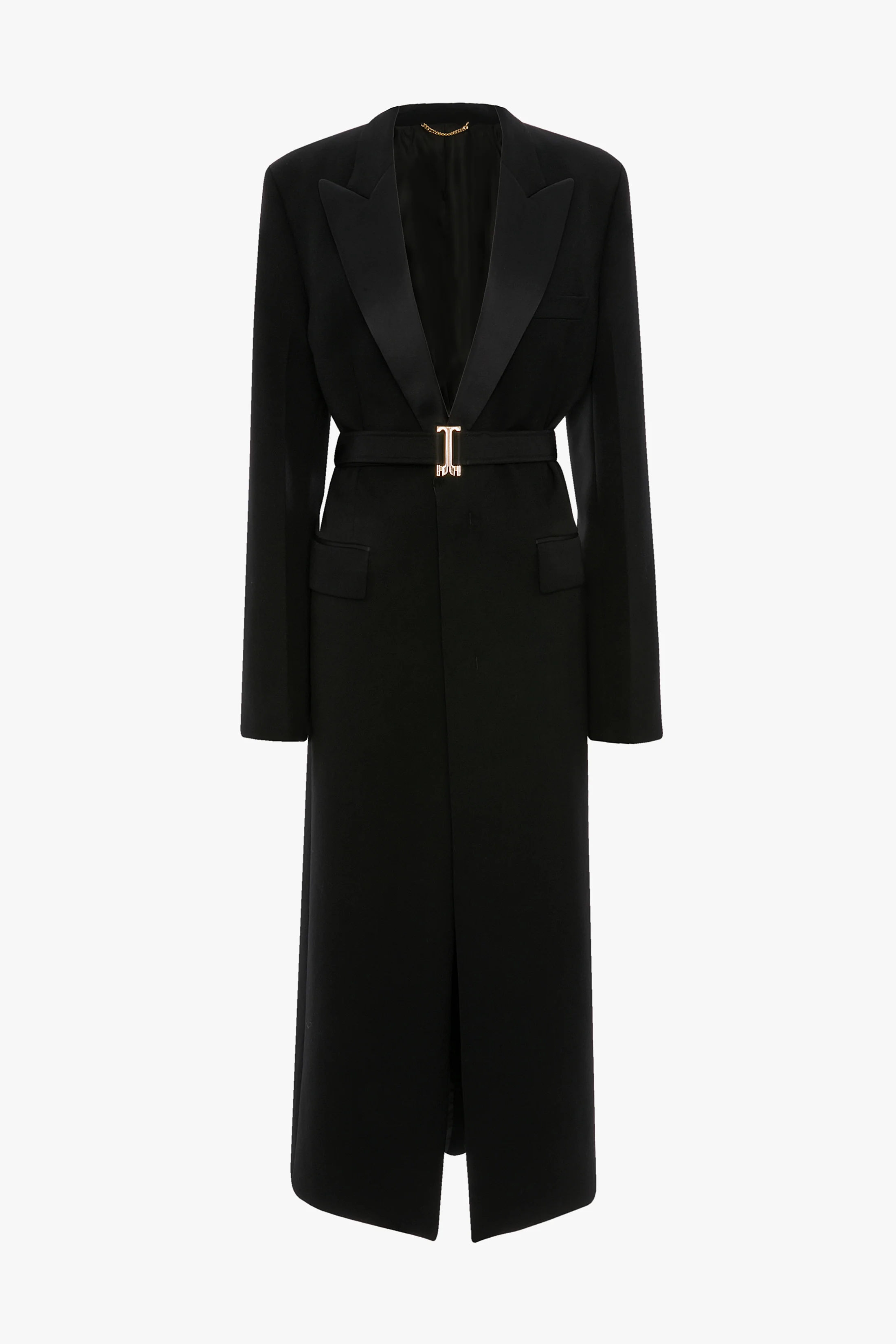 Belted Tailored Coat In Black - XNAUWBI
