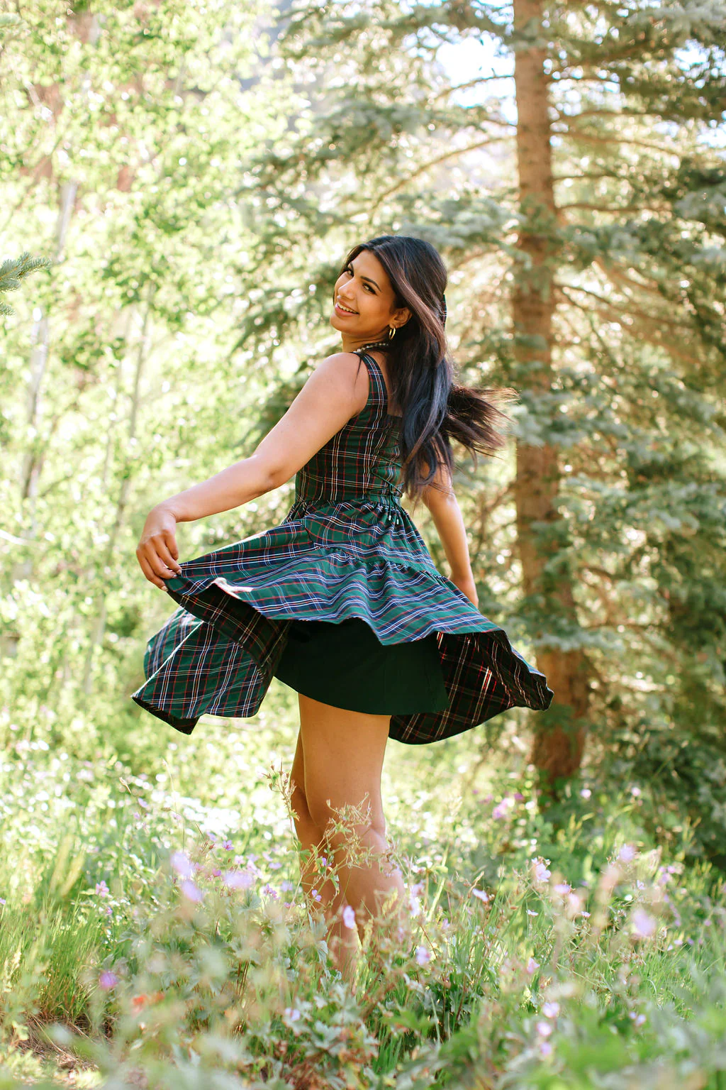 Leading Lady Dress in Homeland Plaid - XNAUWBI