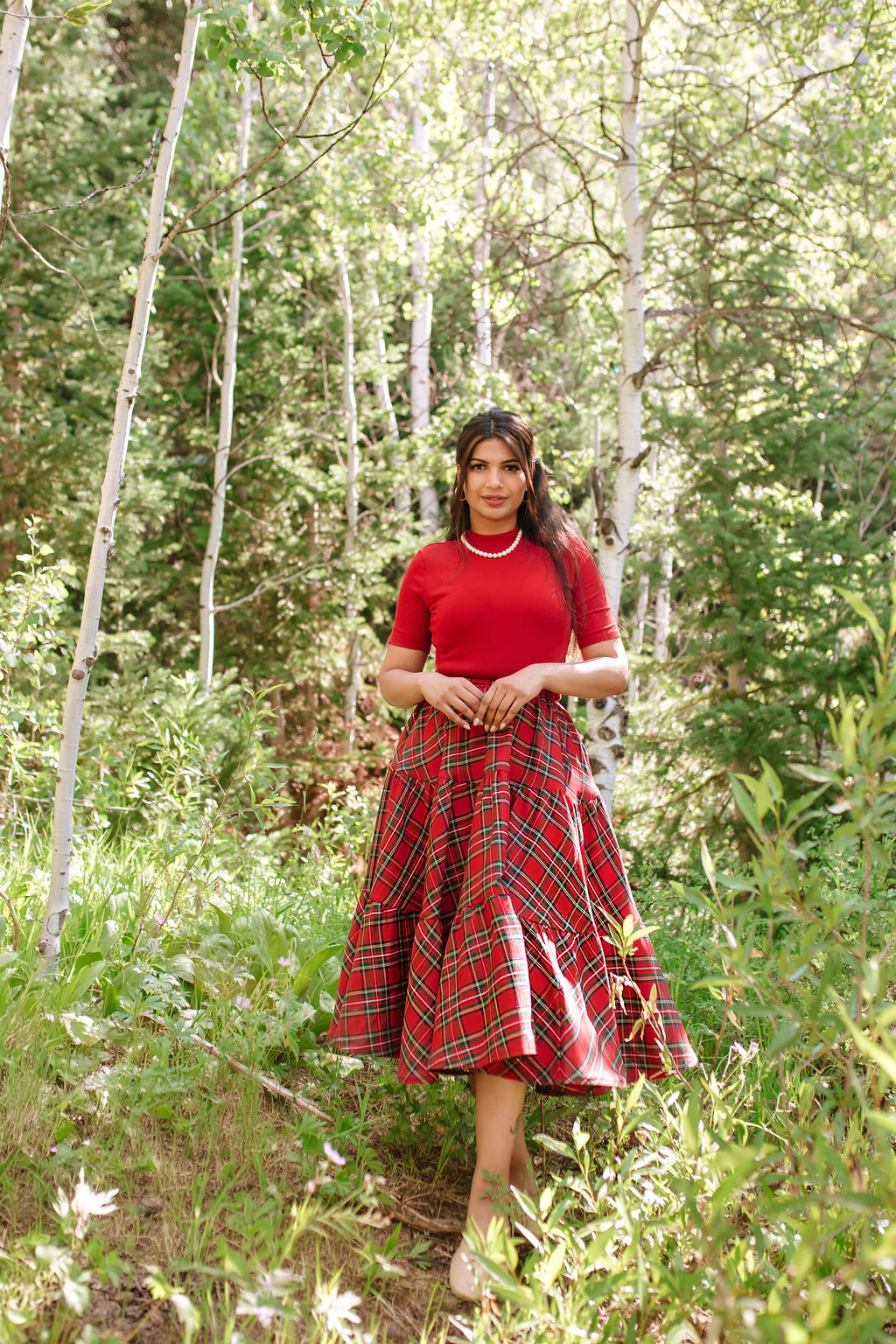 Madonna Skirt in Red Plaid - XNAUWBI