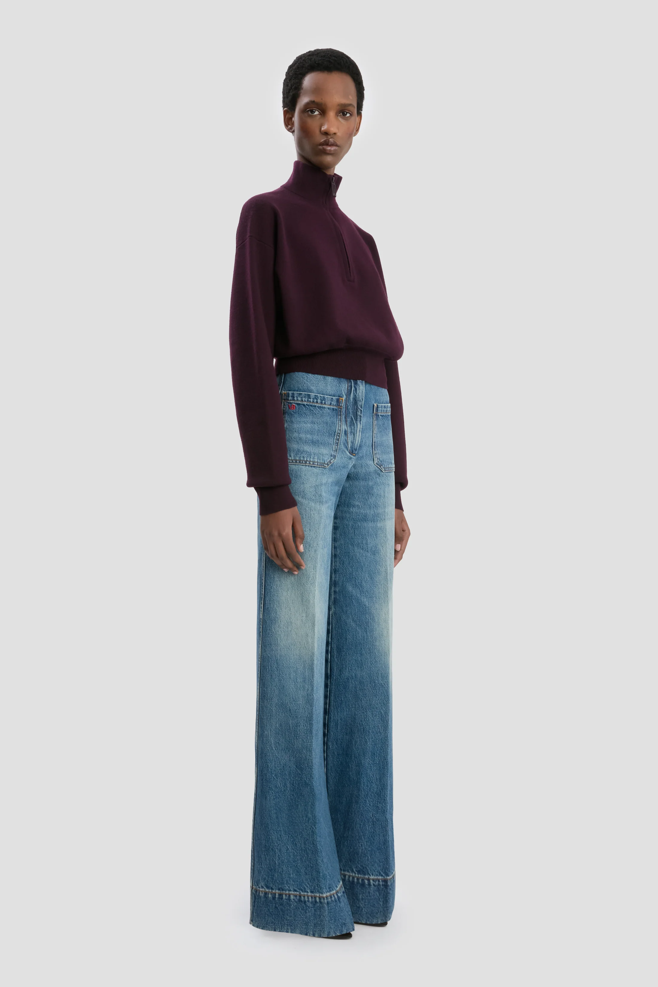 Merino Half-Zip Jumper In Merlot - XNAUWBI