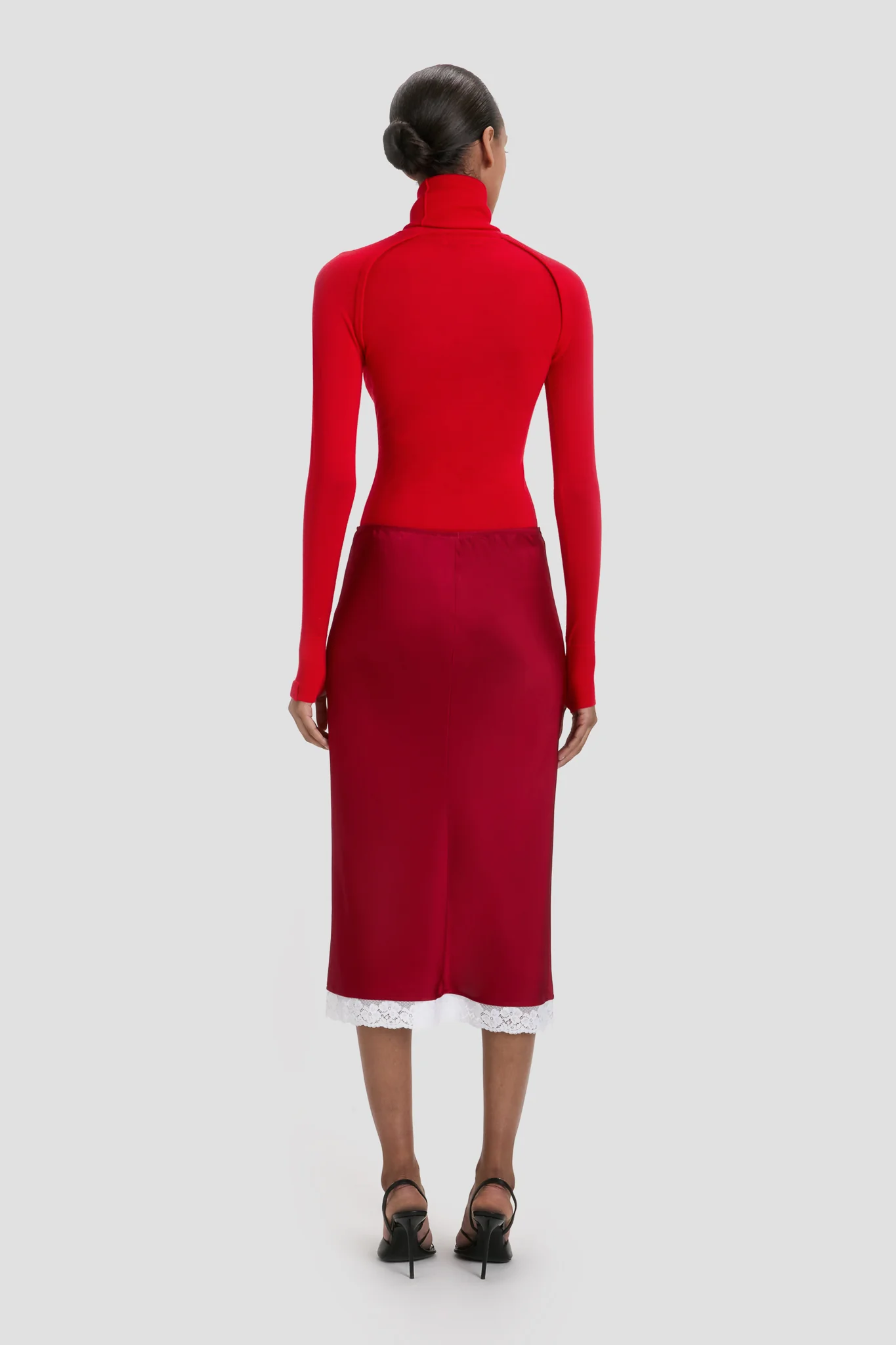 High Neck Jumper In Dark Bright Rose - XNAUWBI