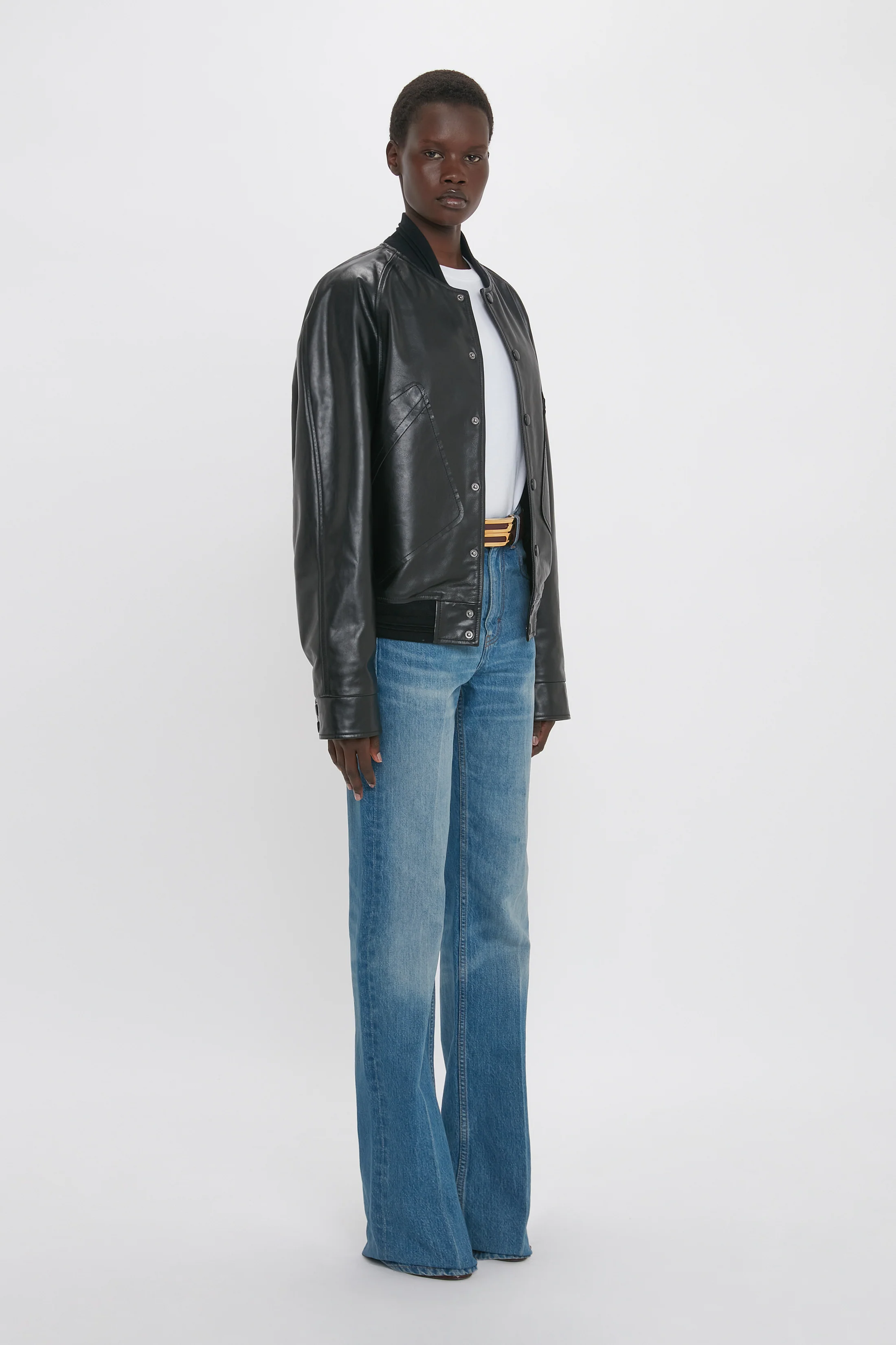 Leather Varsity Jacket In Black - XNAUWBI