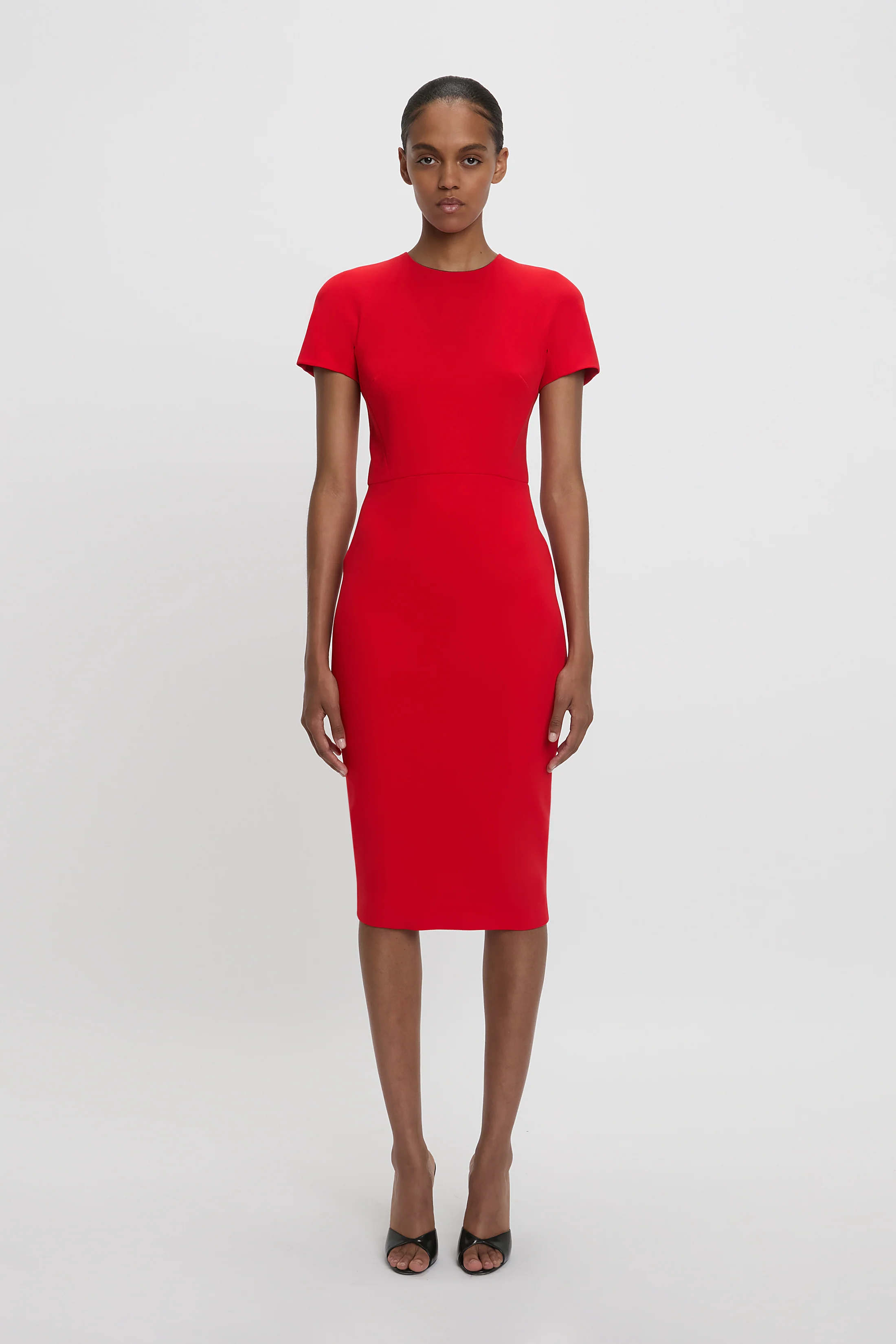 Fitted T-shirt Dress In Bright Red - XNAUWBI